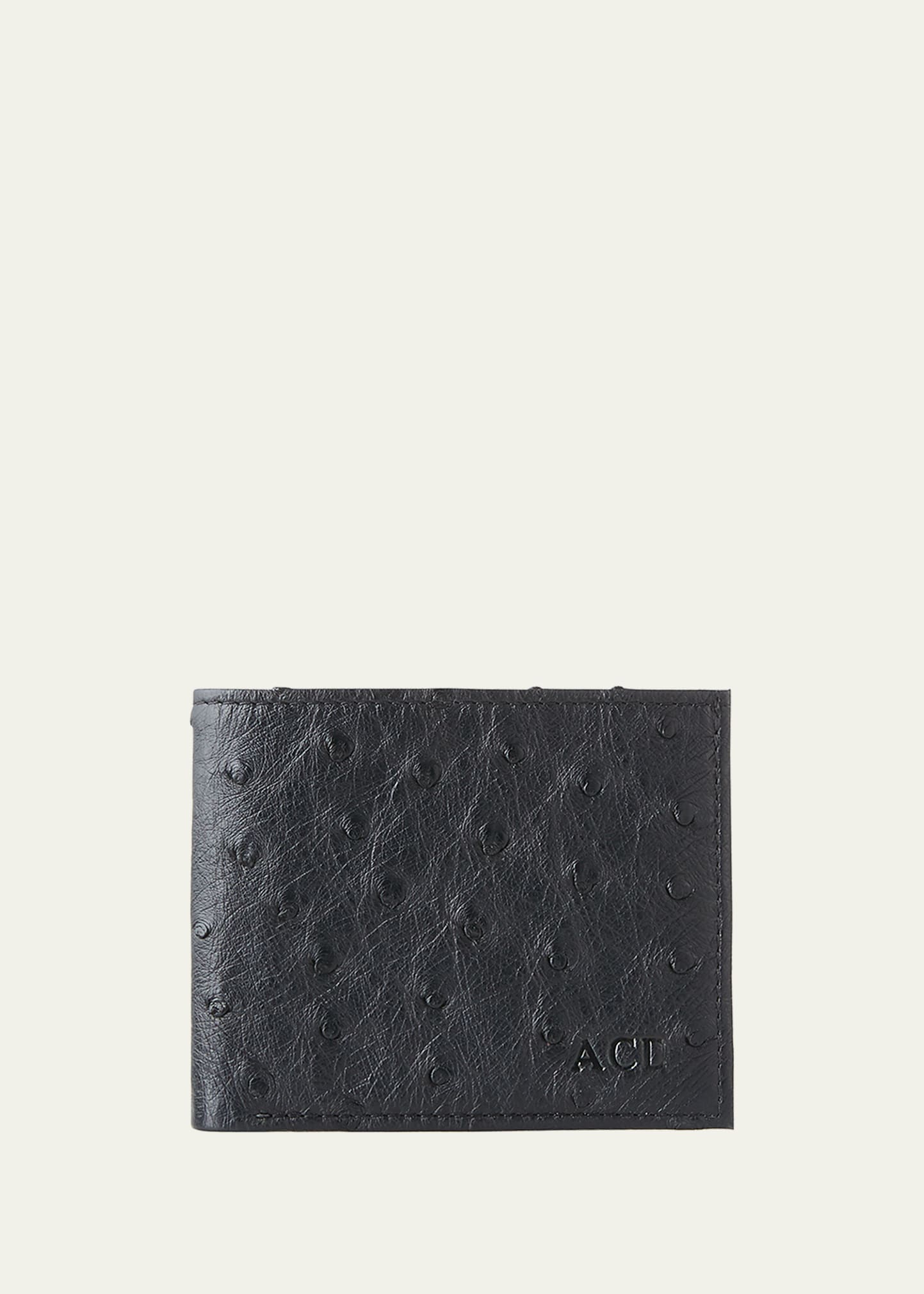 Abas Men's Slim Ostrich Bifold Wallet In Black