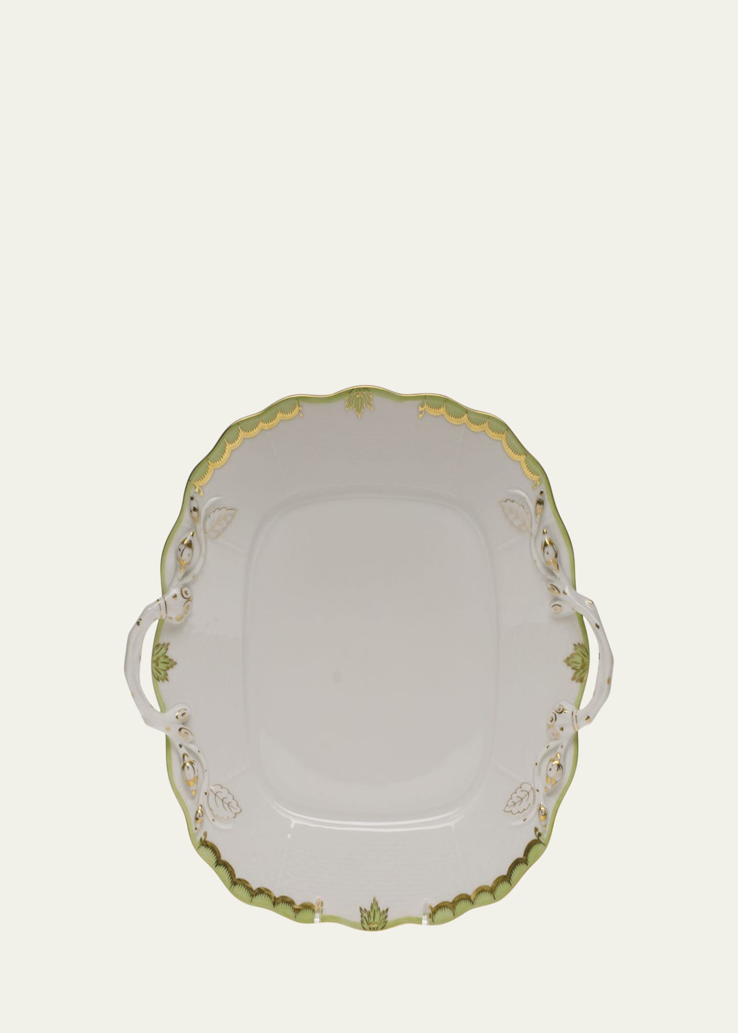 Princess Victoria Green Square Cake Plate with Handles