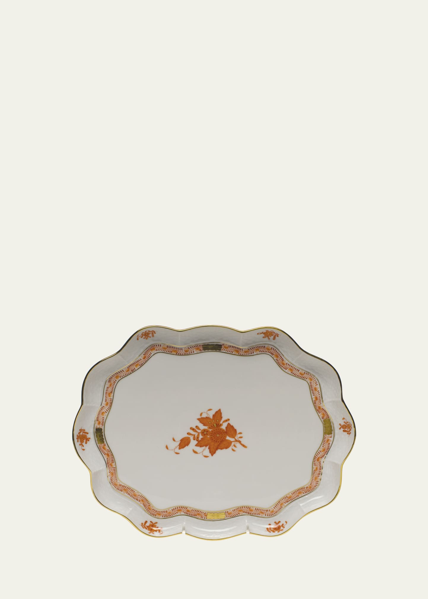 Chinese Boutique Rust Scalloped Tray