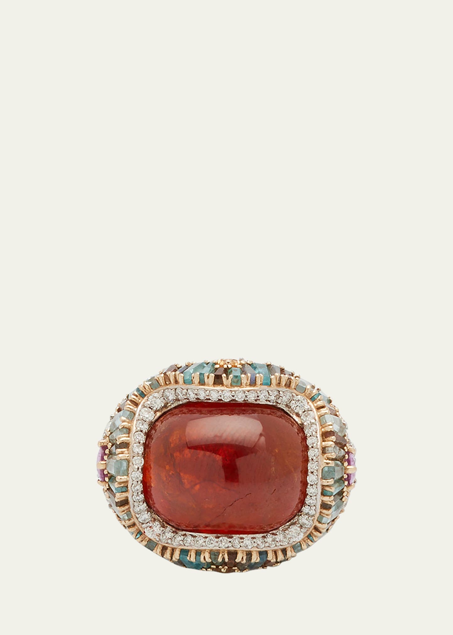 Roman Encrusted Ring with Spessartite and Multicolor Stones, Size 7