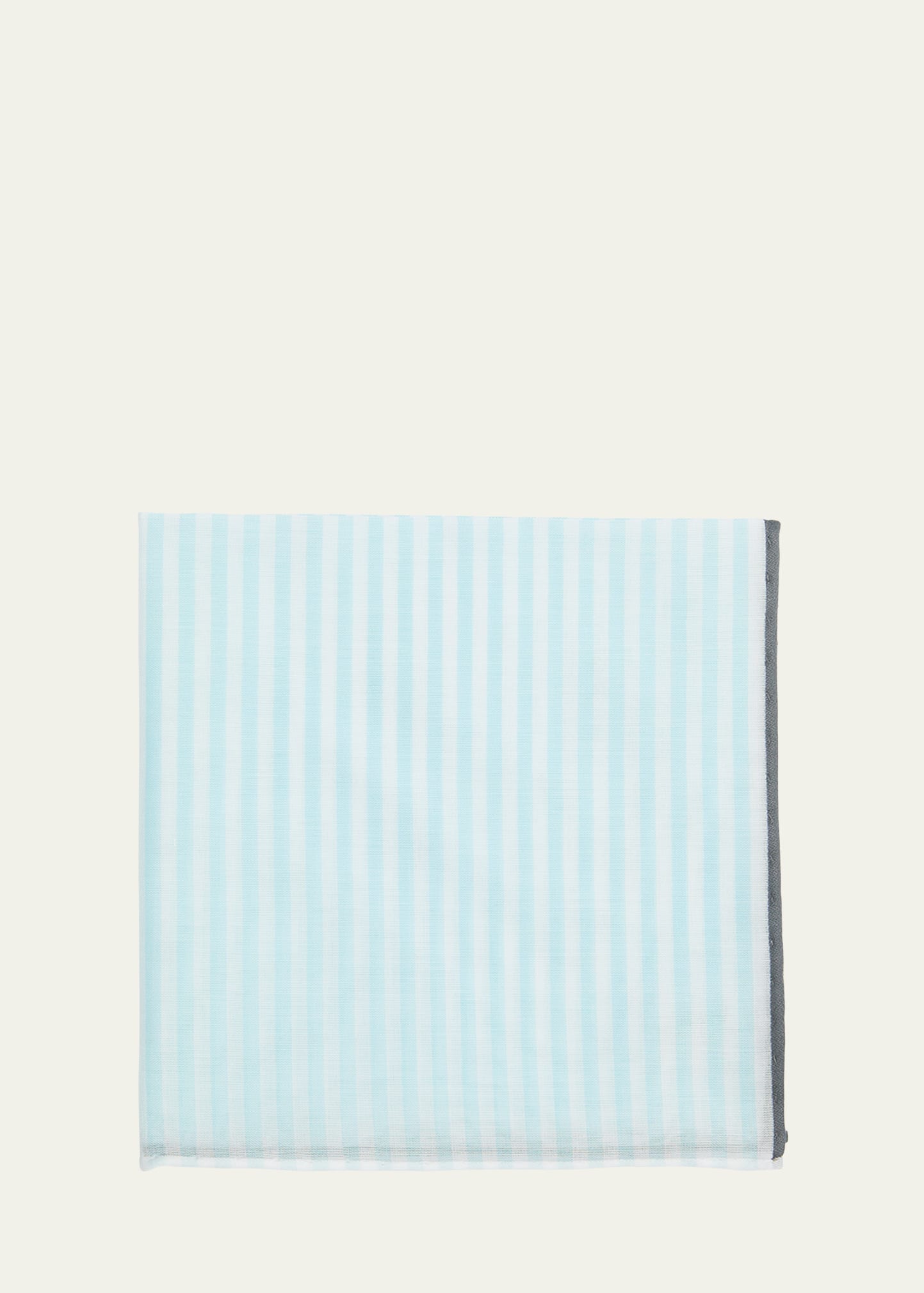 Simonnot Godard Men's Buren Cotton Stripe Pocket Square In Turquoise