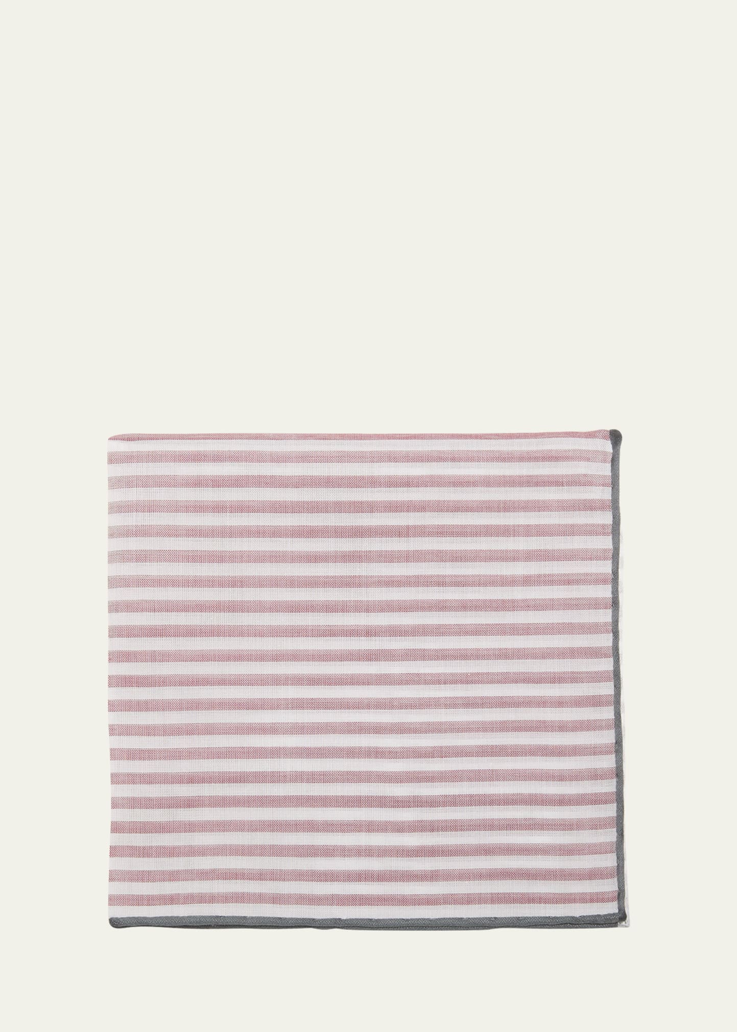 Simonnot Godard Men's Buren Cotton Stripe Pocket Square In Burgundy
