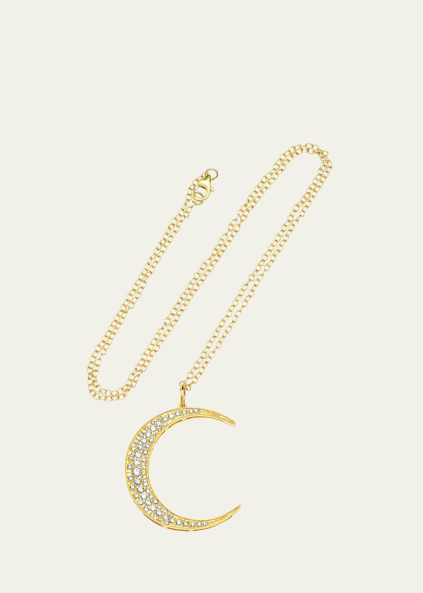 18k Gold Diamond Crescent Moon Necklace