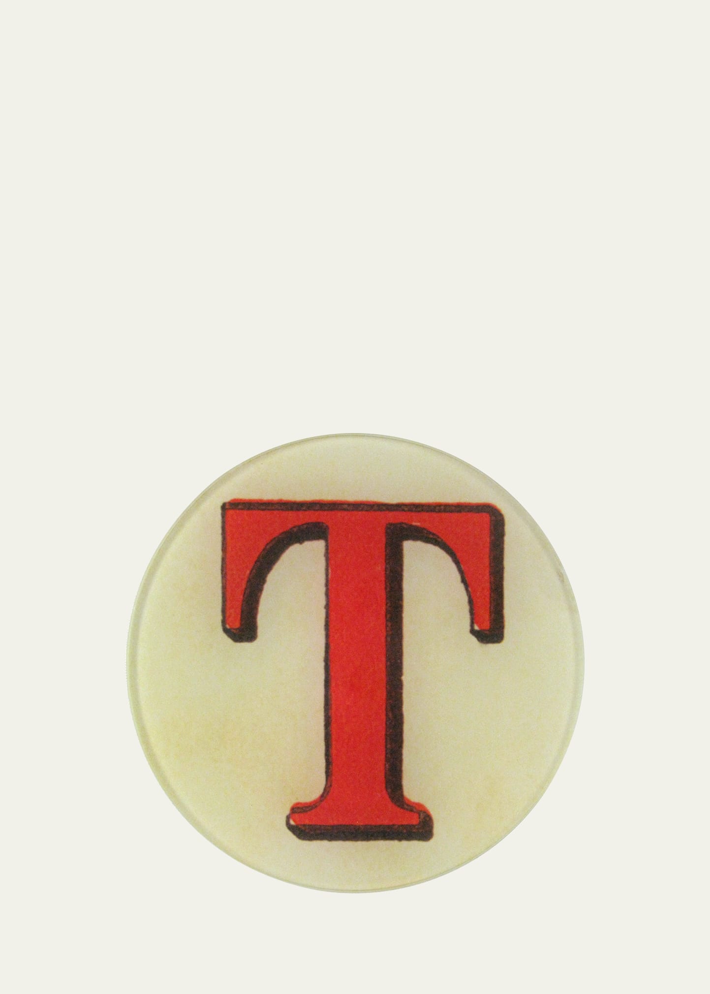 John Derian Red Letter T Decorative Plate In Neutral