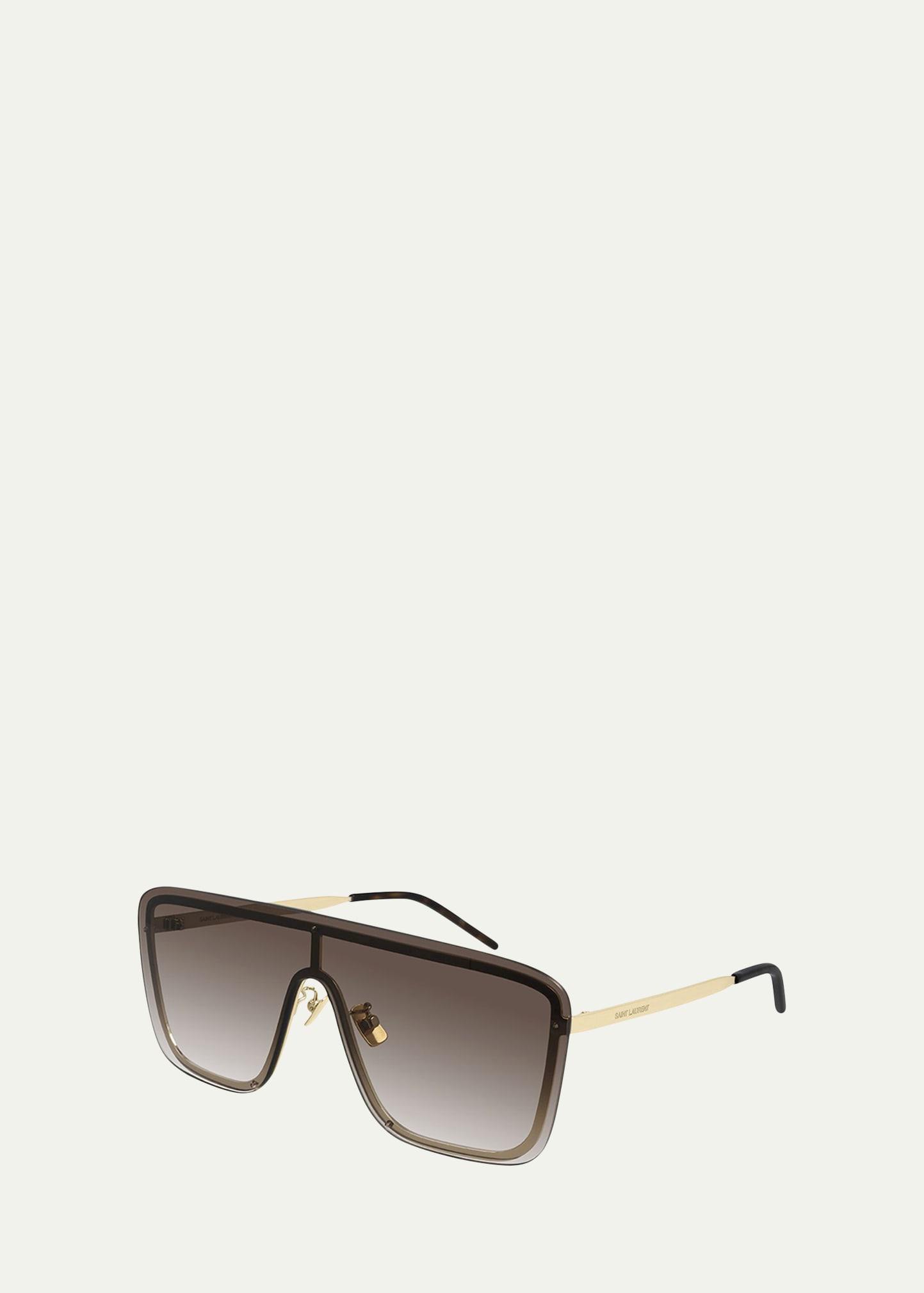 Shop Saint Laurent Mask Shield Mirrored Sunglasses In Brown / Gold