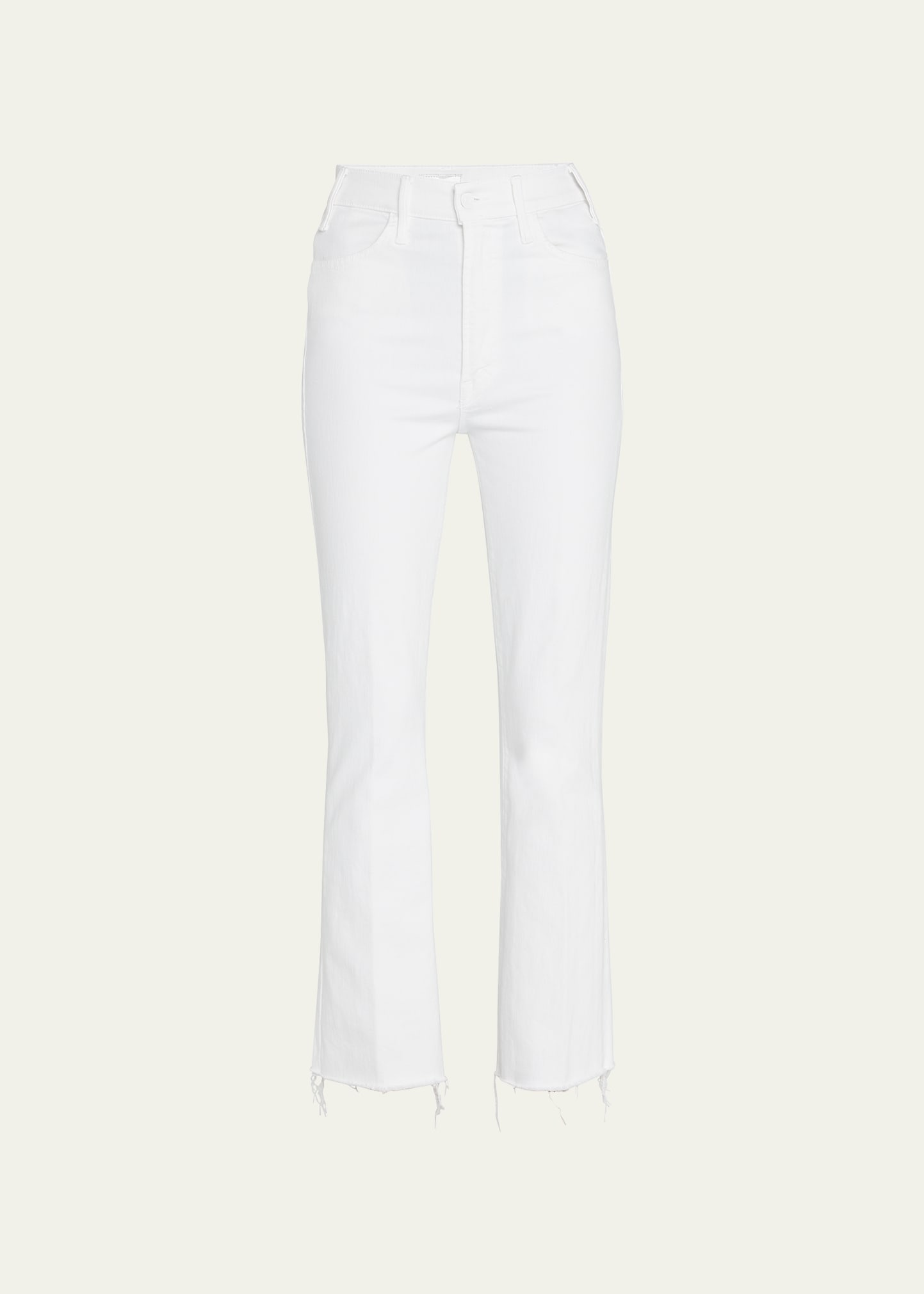 Mother The Hustler Ankle Fray Jeans In White
