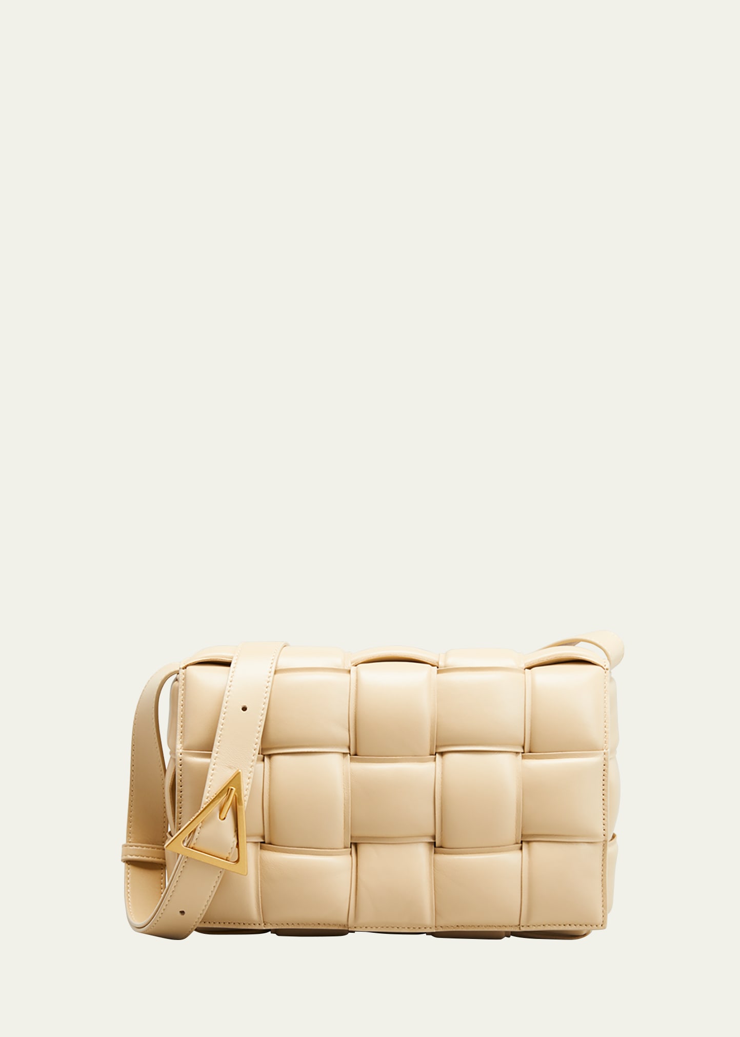 Bottega Veneta Mini Intrecciato Leather Crossbody Bag in 2916  Travertine-Gold