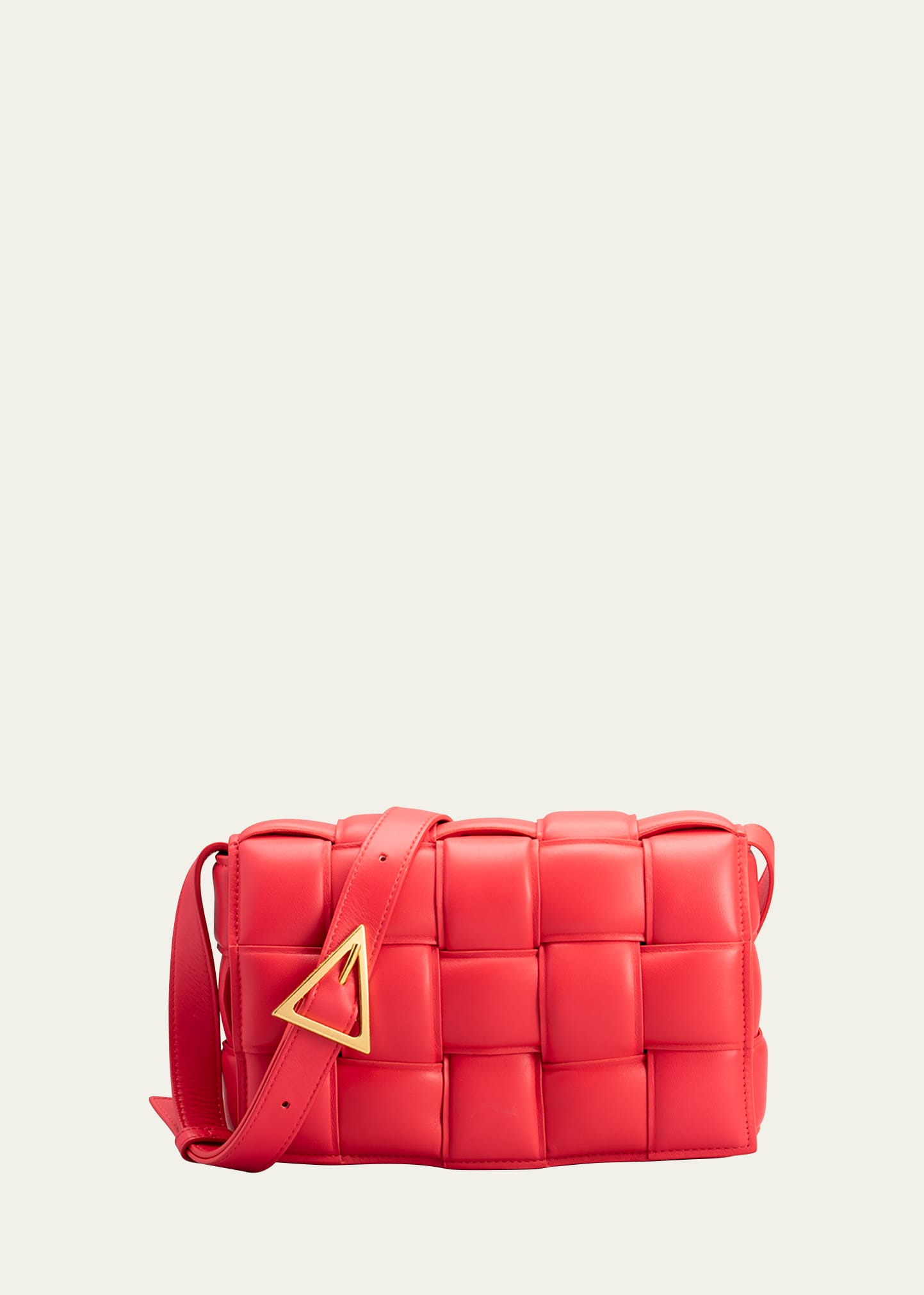 Bottega Veneta Red Nappa Leather Maxi Weave Cassette Crossbody Bag