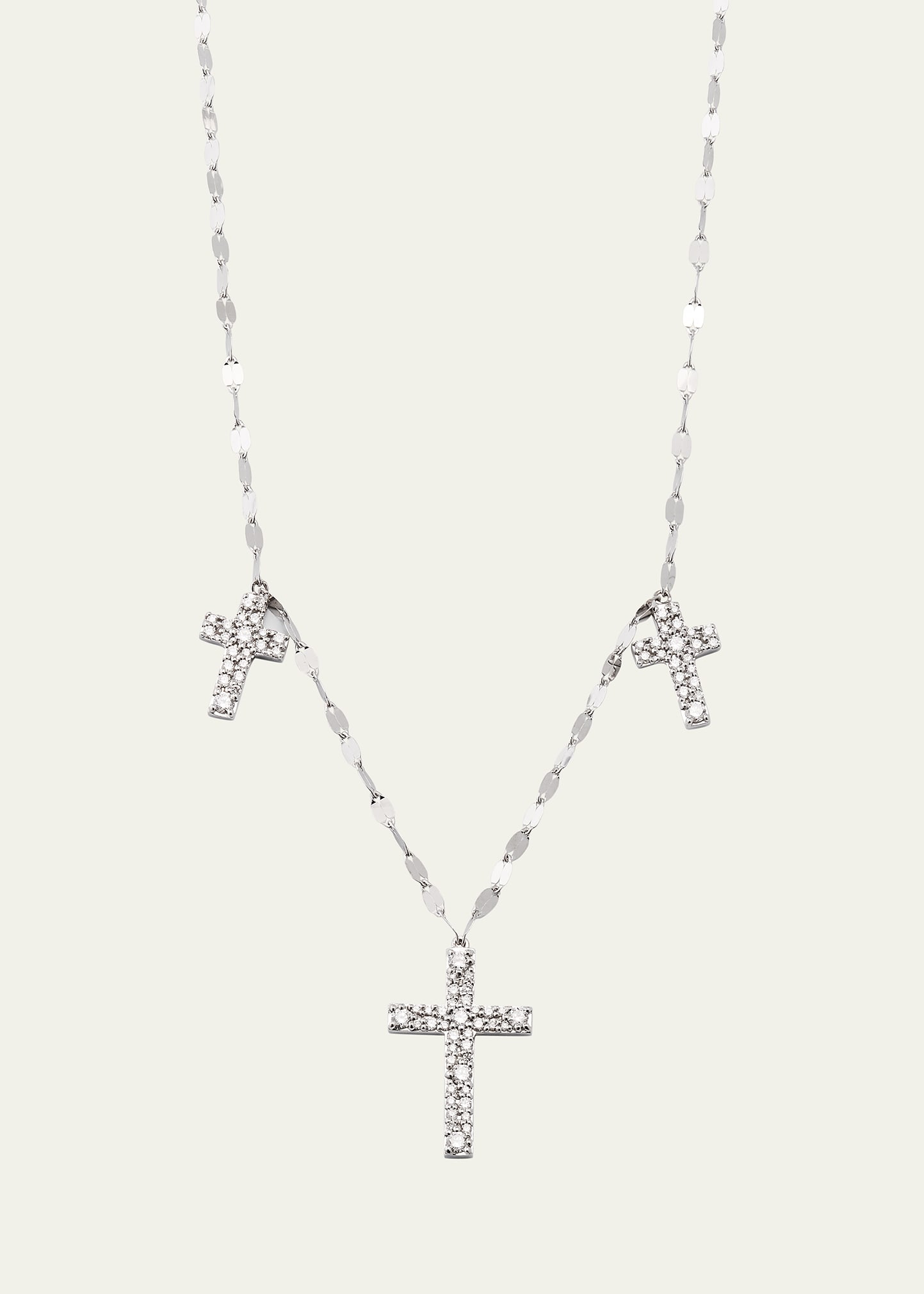 Shop Lana Encrusted Diamond Triple Cross Necklace In White