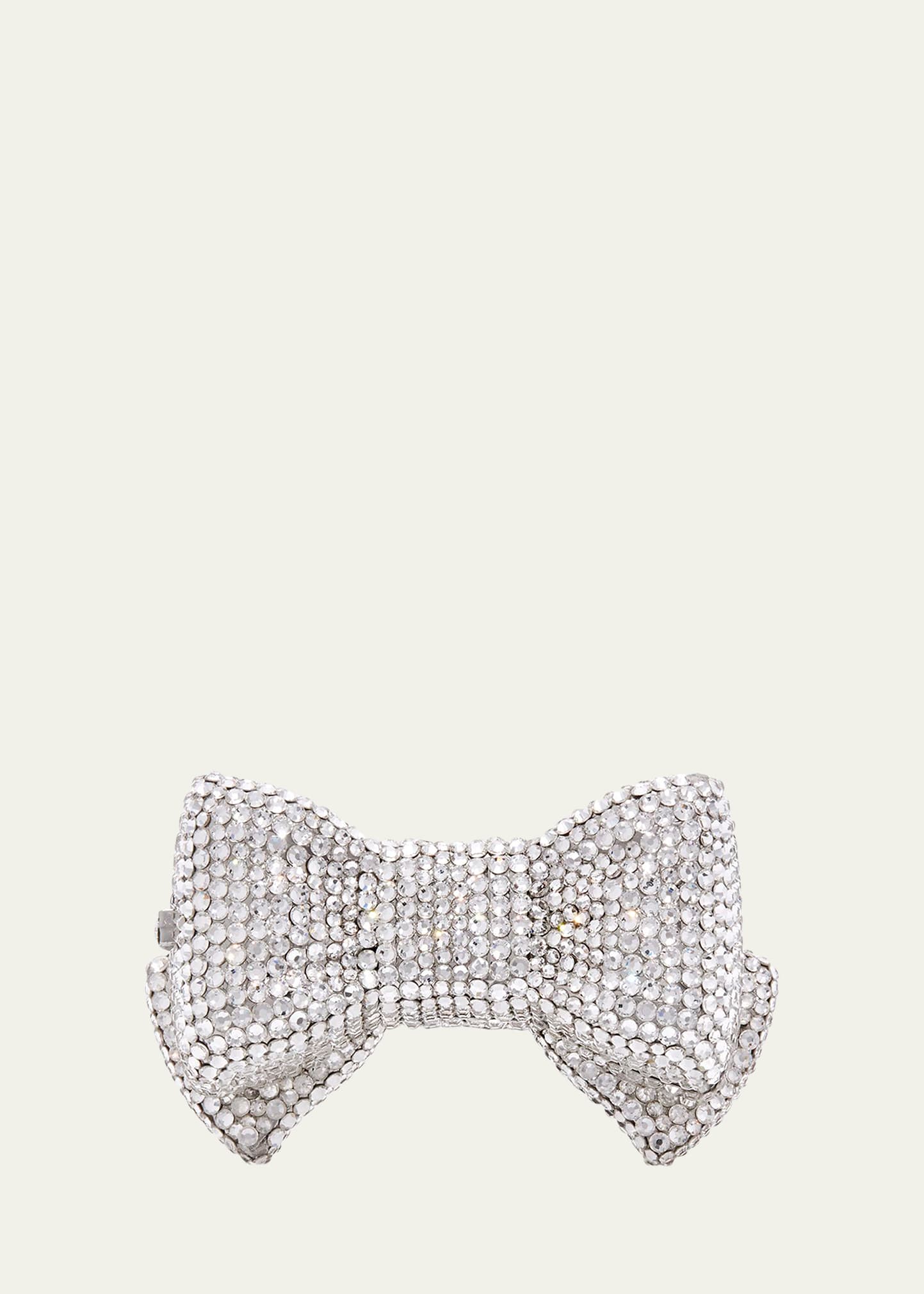 Judith Leiber Shimmery Bow Tie Crystal Pillbox In Silver