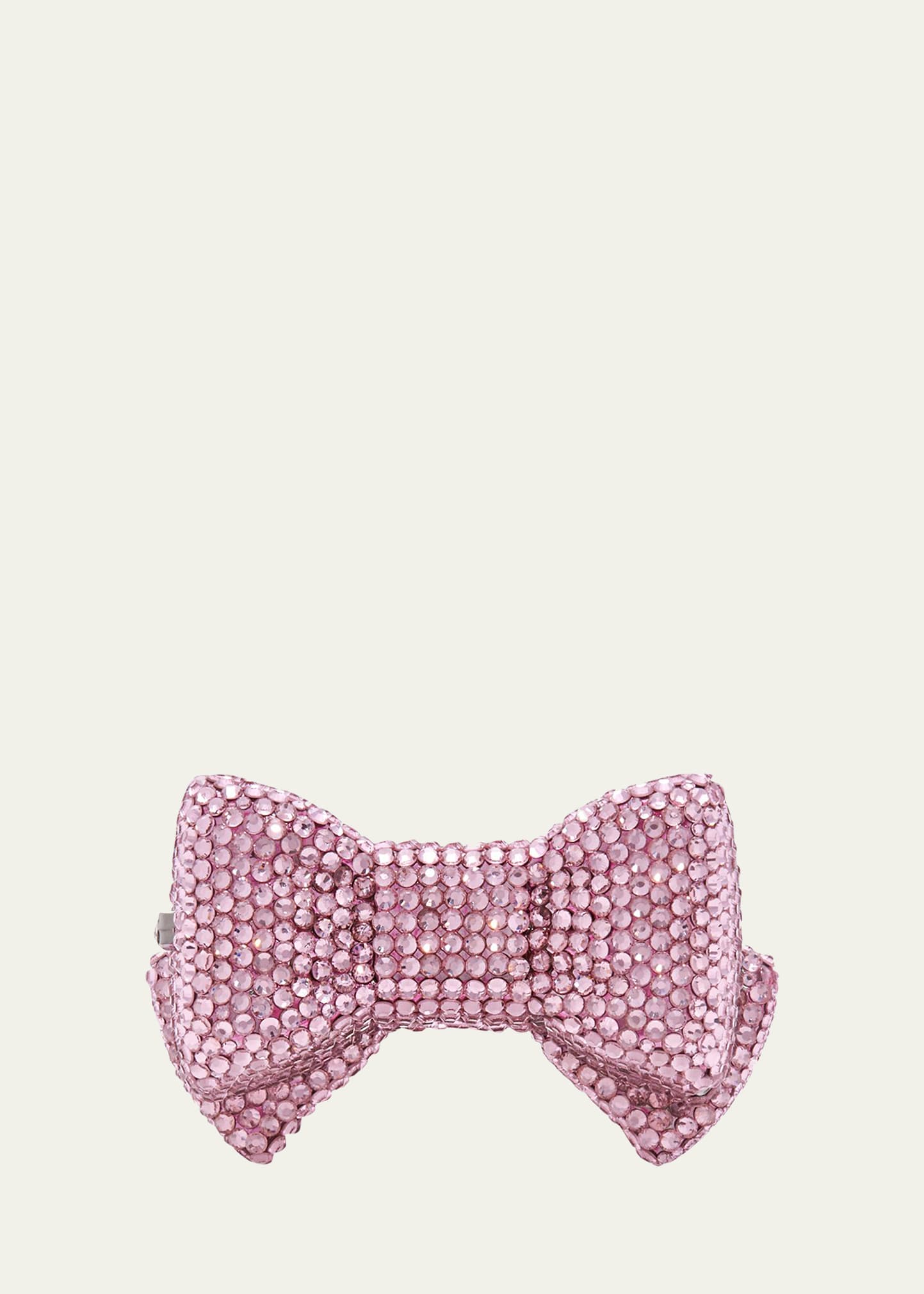 Judith Leiber Shimmery Bow Tie Crystal Pillbox In Light Pink