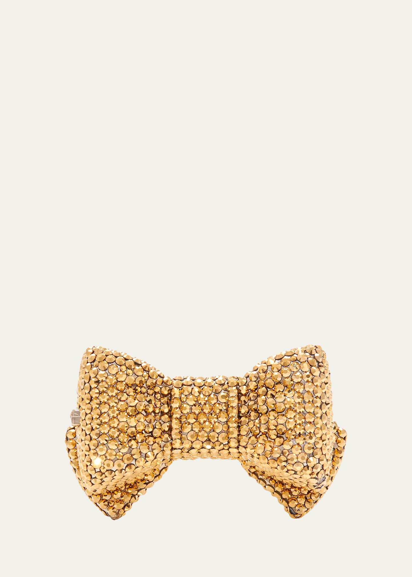 Judith Leiber Shimmery Bow Tie Crystal Pillbox In Gold