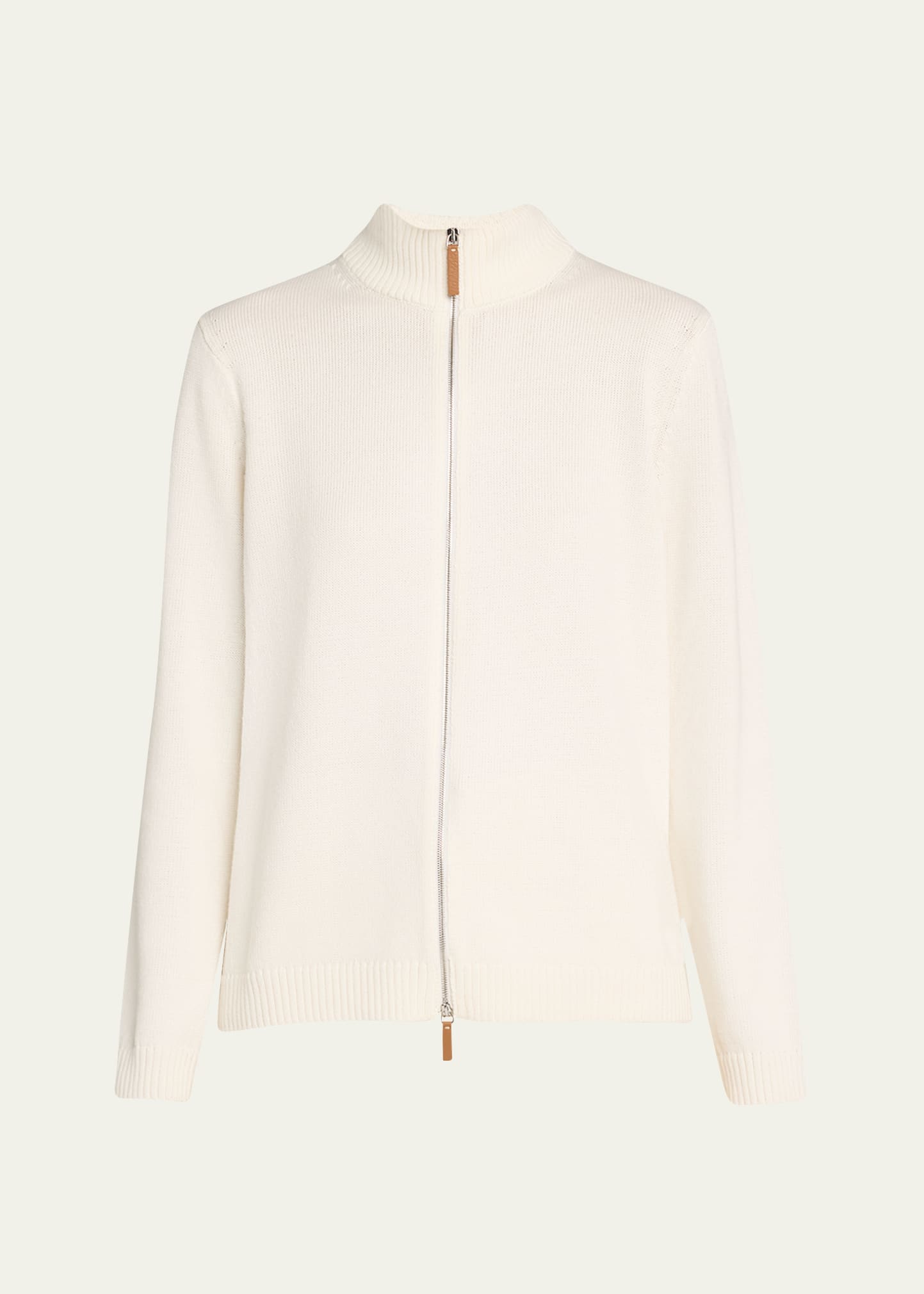 Lafayette 148 Cotton/silk Tape Fitted Bomber Sweater In Cloud