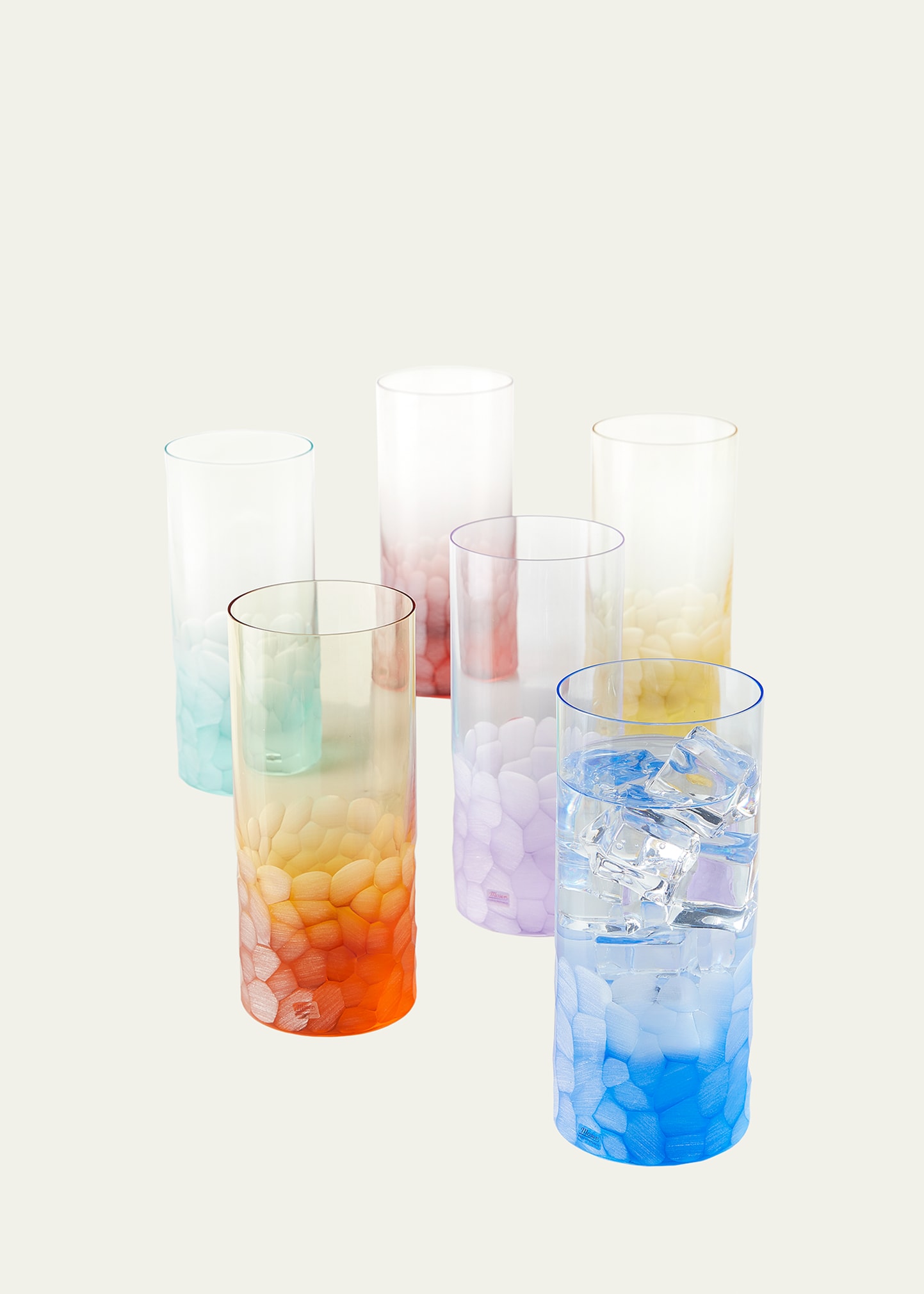 MOSER PEBBLES RAINBOW HIGHBALL GLASSES, SET OF 6