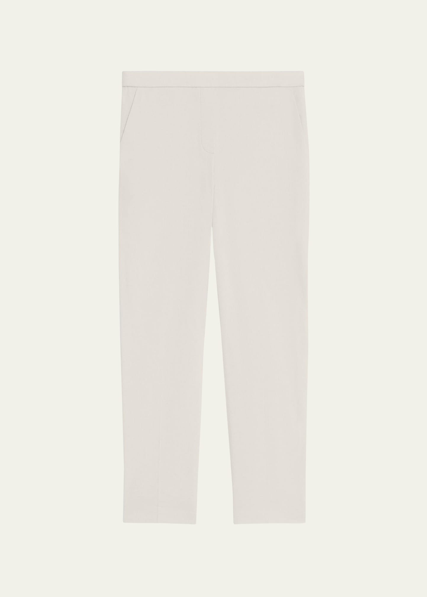 Theory Treeca Good Linen Cropped Pull-on Ankle Pants In Mnt