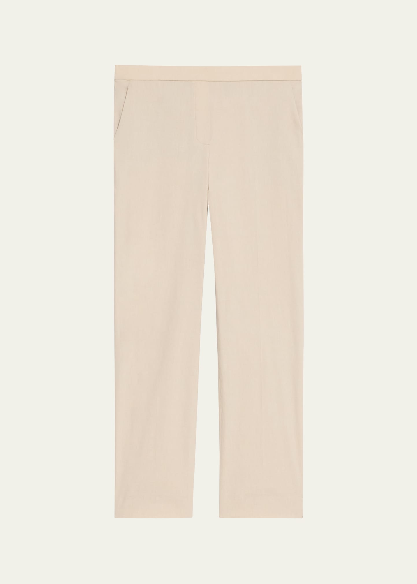 Theory Treeca Good Linen Cropped Pull-on Ankle Pants In Straw