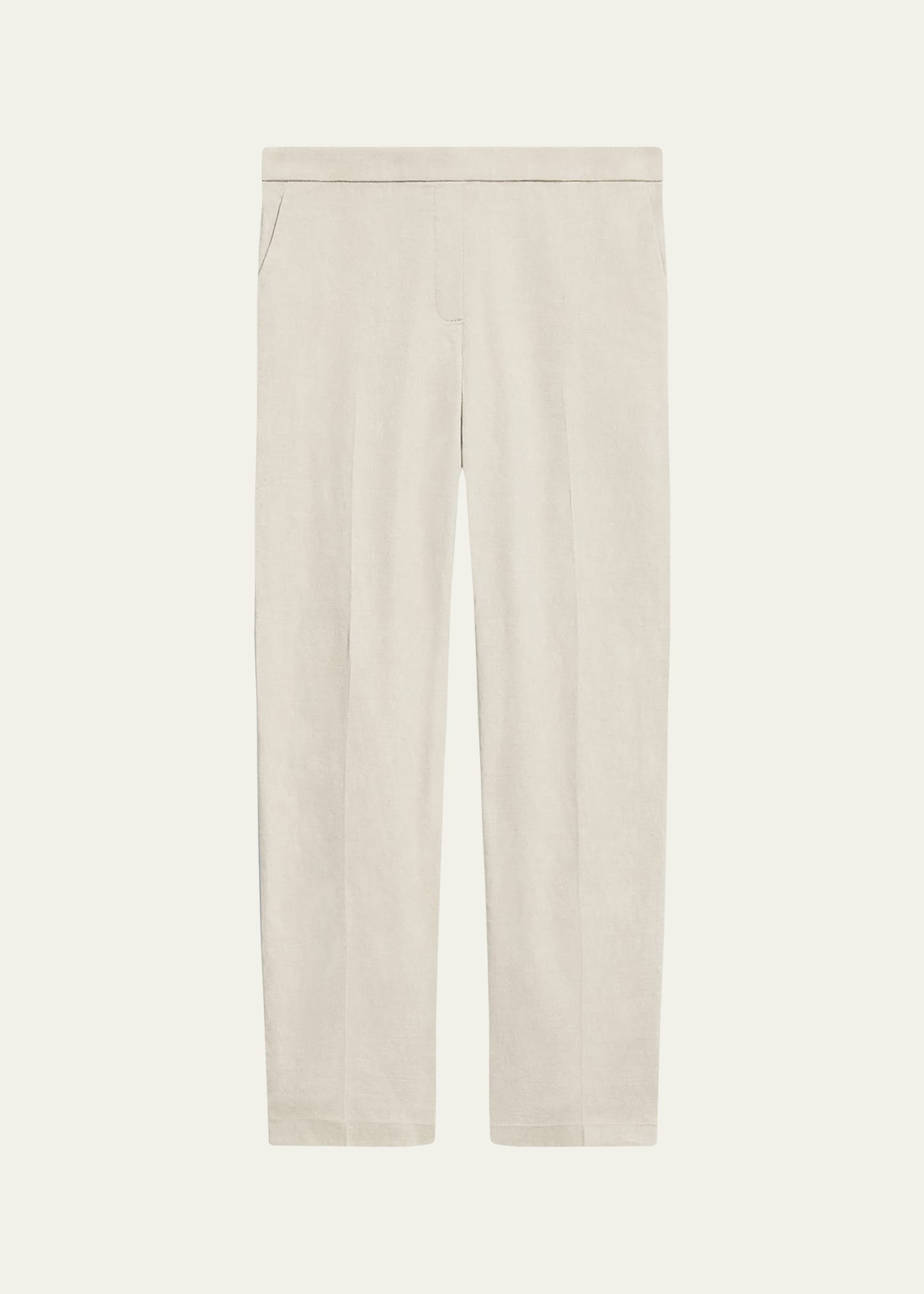 Theory Treeca Good Linen Cropped Pull-on Ankle Pants In Straw