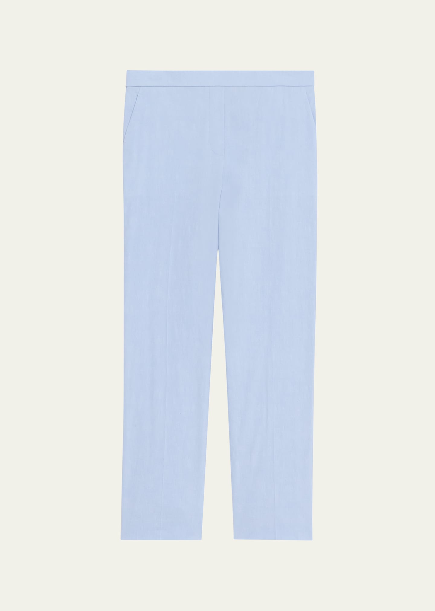 Theory Treeca Good Linen Cropped Pull-on Ankle Pants In Skylt