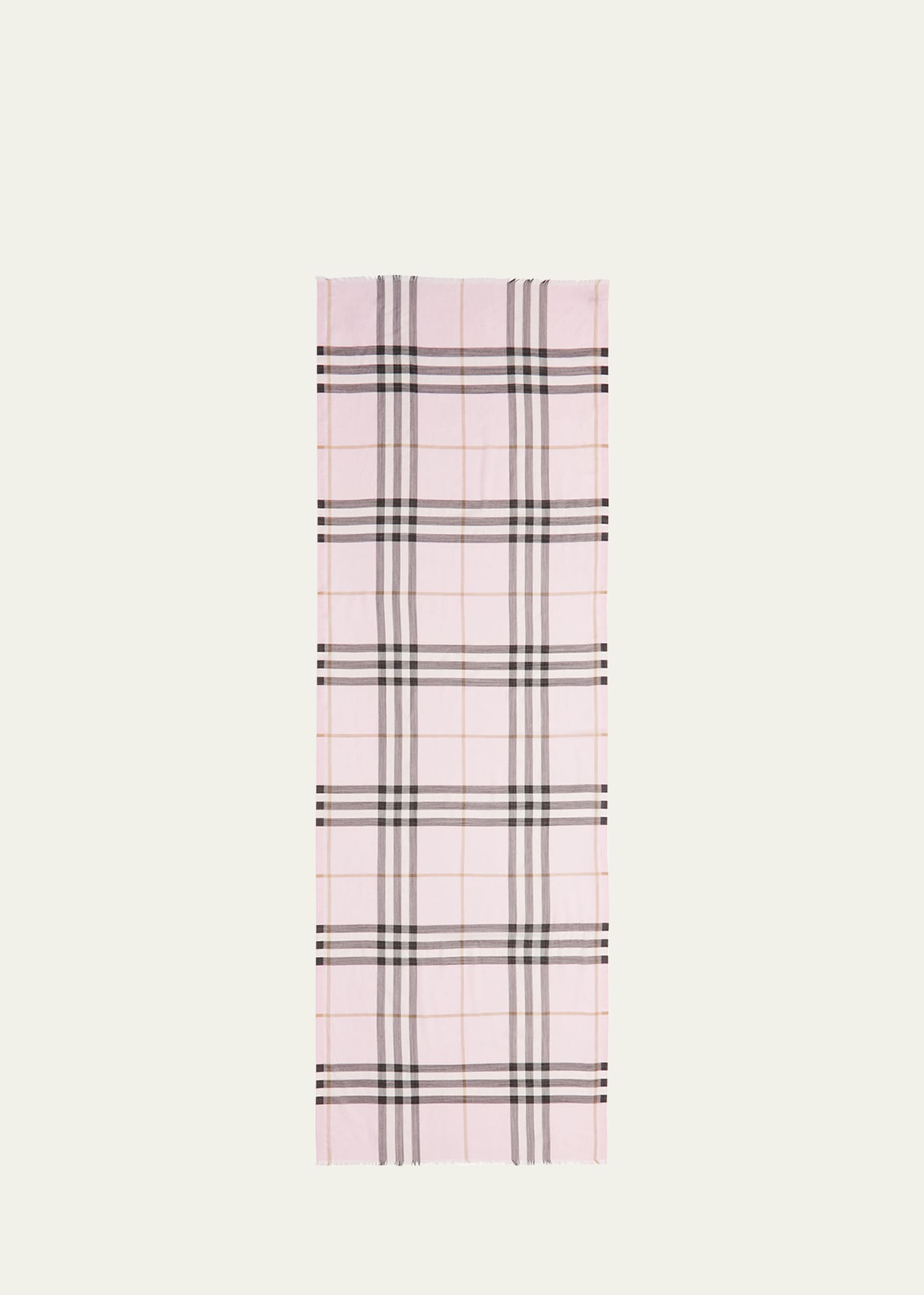 Burberry Giant Check Gauze Scarf In Pale Candy Pink