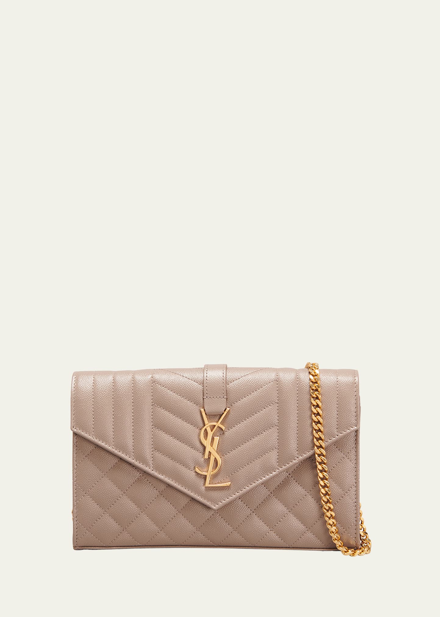 Saint Laurent Envelope Chain Wallet Clutch Bag - Gold