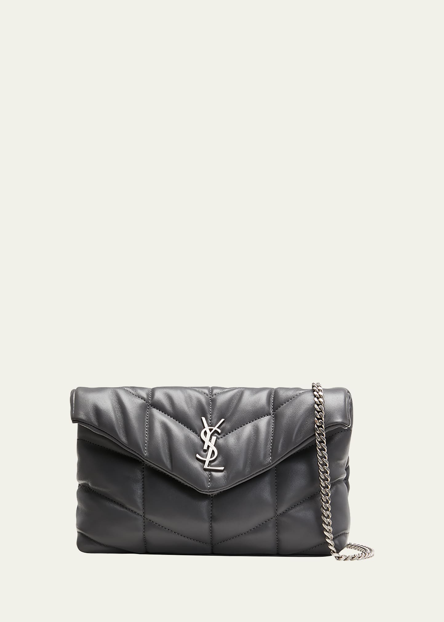 Saint Laurent Loulou Mini Puffer Toy Crossbody Bag In Storm