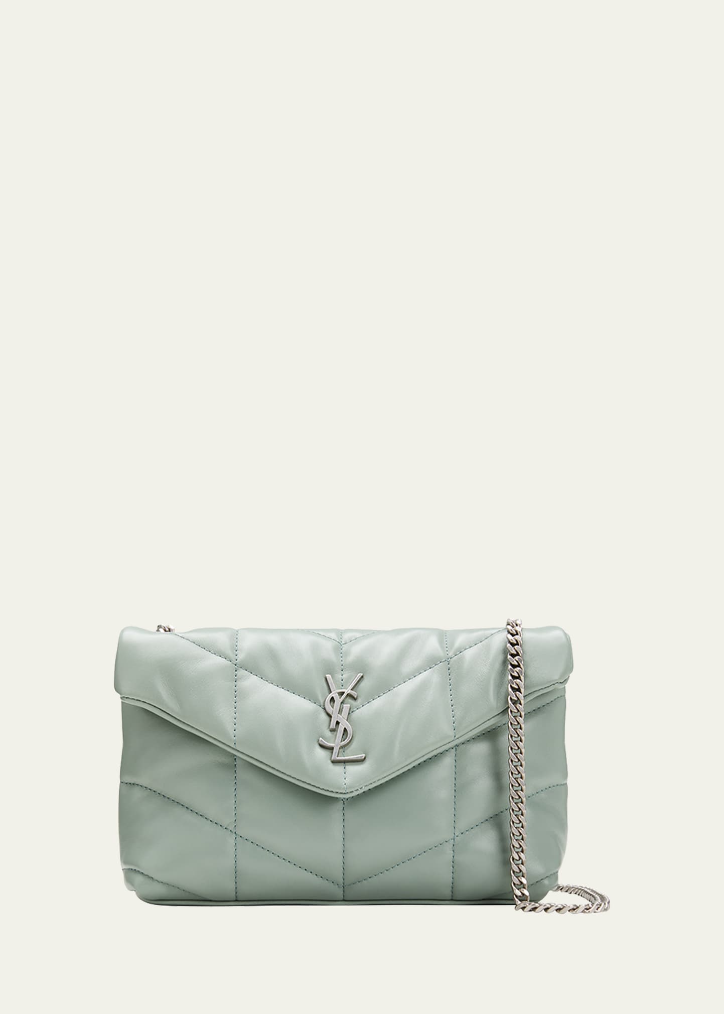 Saint Laurent Loulou Ysl Mini Quilted Crossbody Bag Vert Opaline