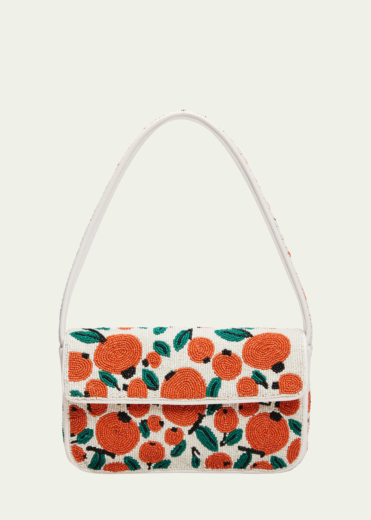 Staud Tommy Beaded Oranges Shoulder Bag In Orangescream