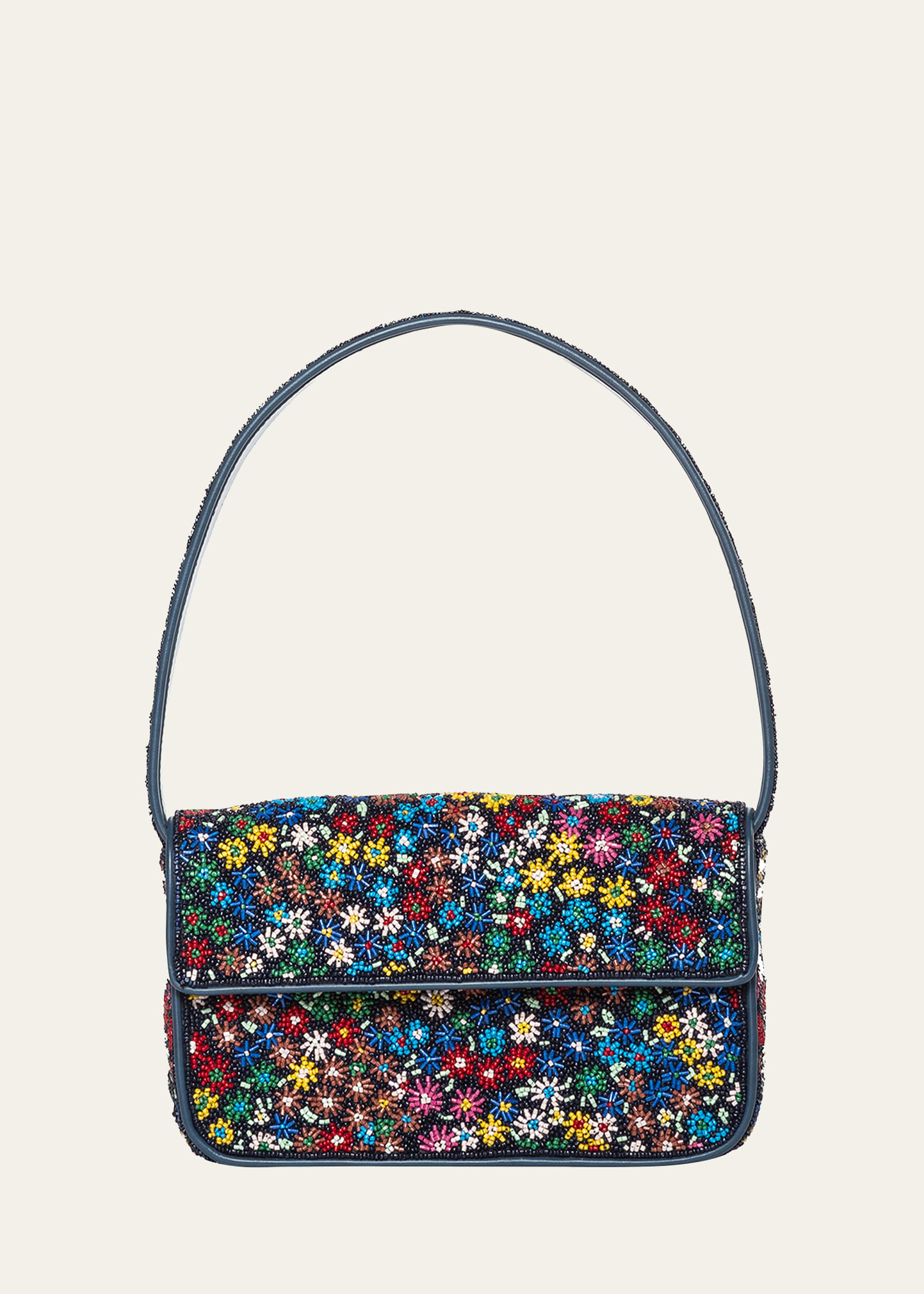 Staud Tommy Beaded Floral Shoulder Bag In Rainbow Fl