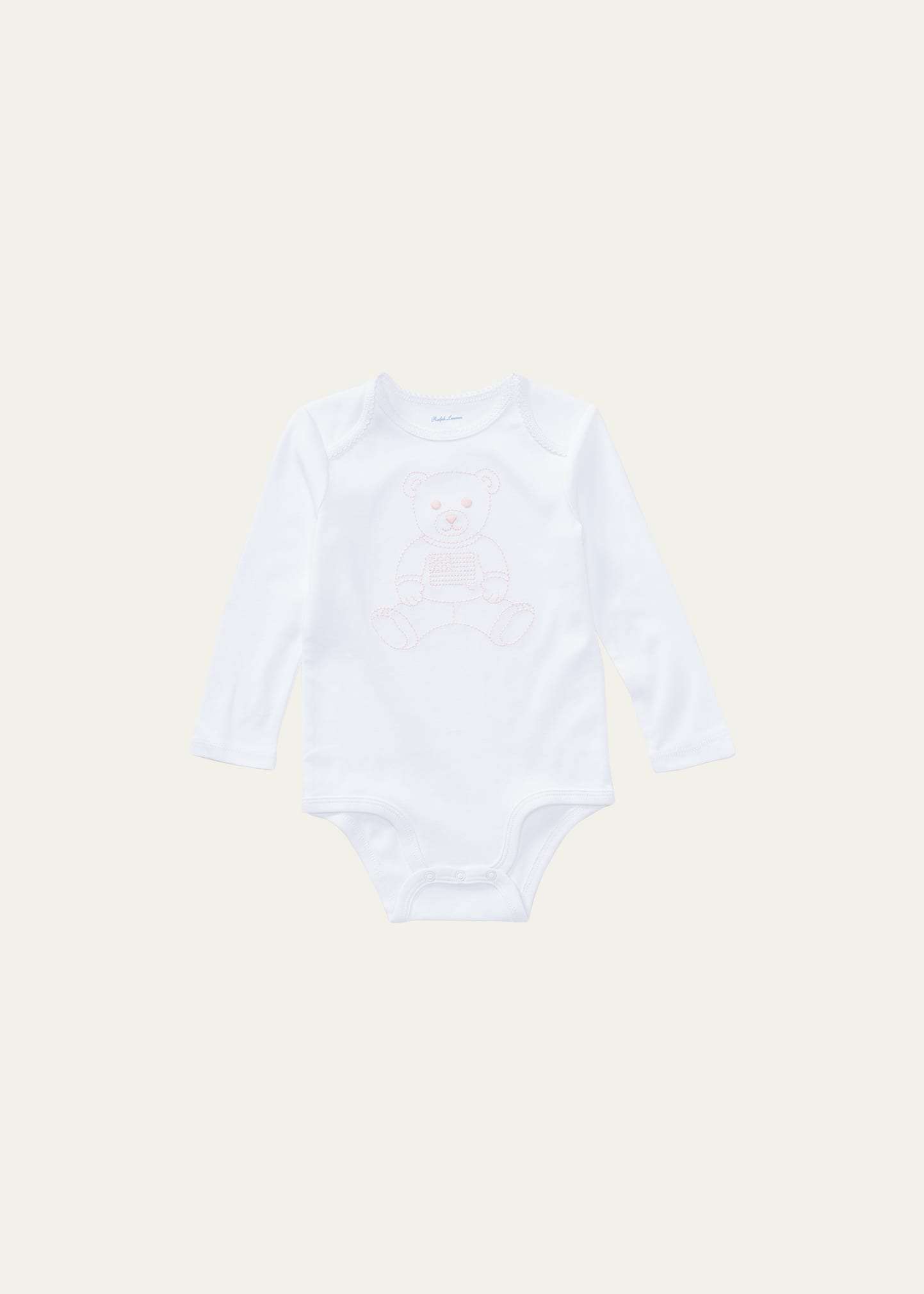 Polo Bear Embroidered Long-Sleeve Bodysuit, Size 3M-12M