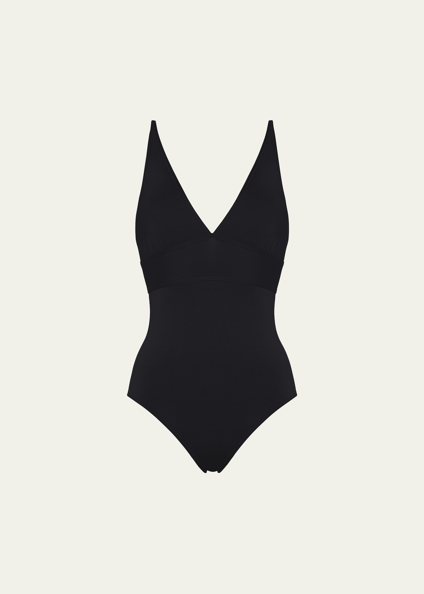 Eres Larcin Deep V Triangle One-piece Swimsuit In Noir | ModeSens