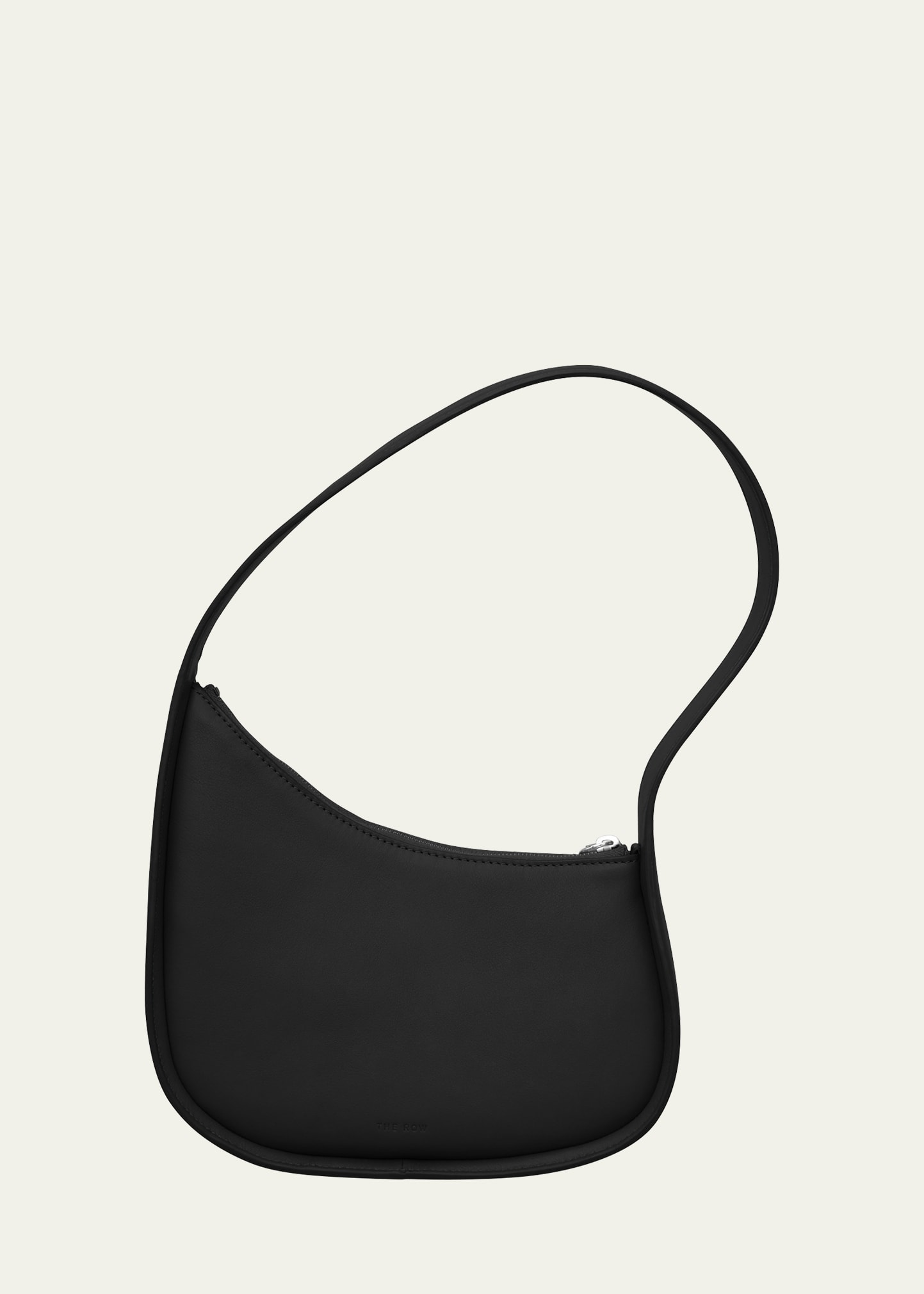 Shop The Row Half Moon Hobo Bag In Calfskin Leather In Black