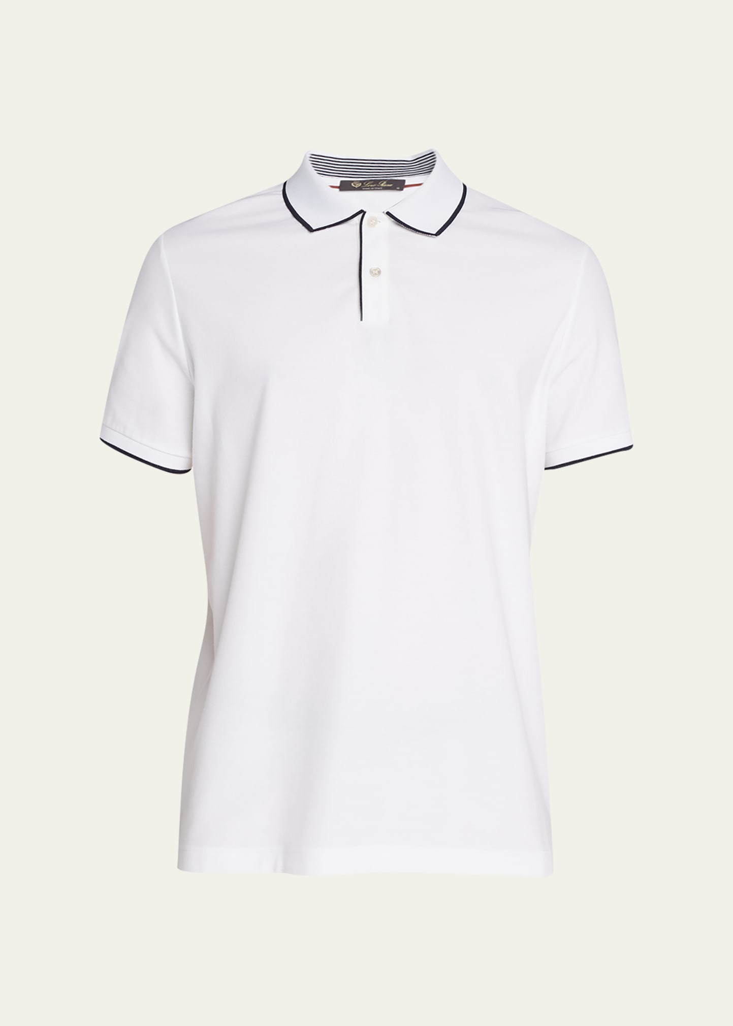 Loro Piana Men's Brentwood Tipped Jersey Pique Polo Shirt In Pecan