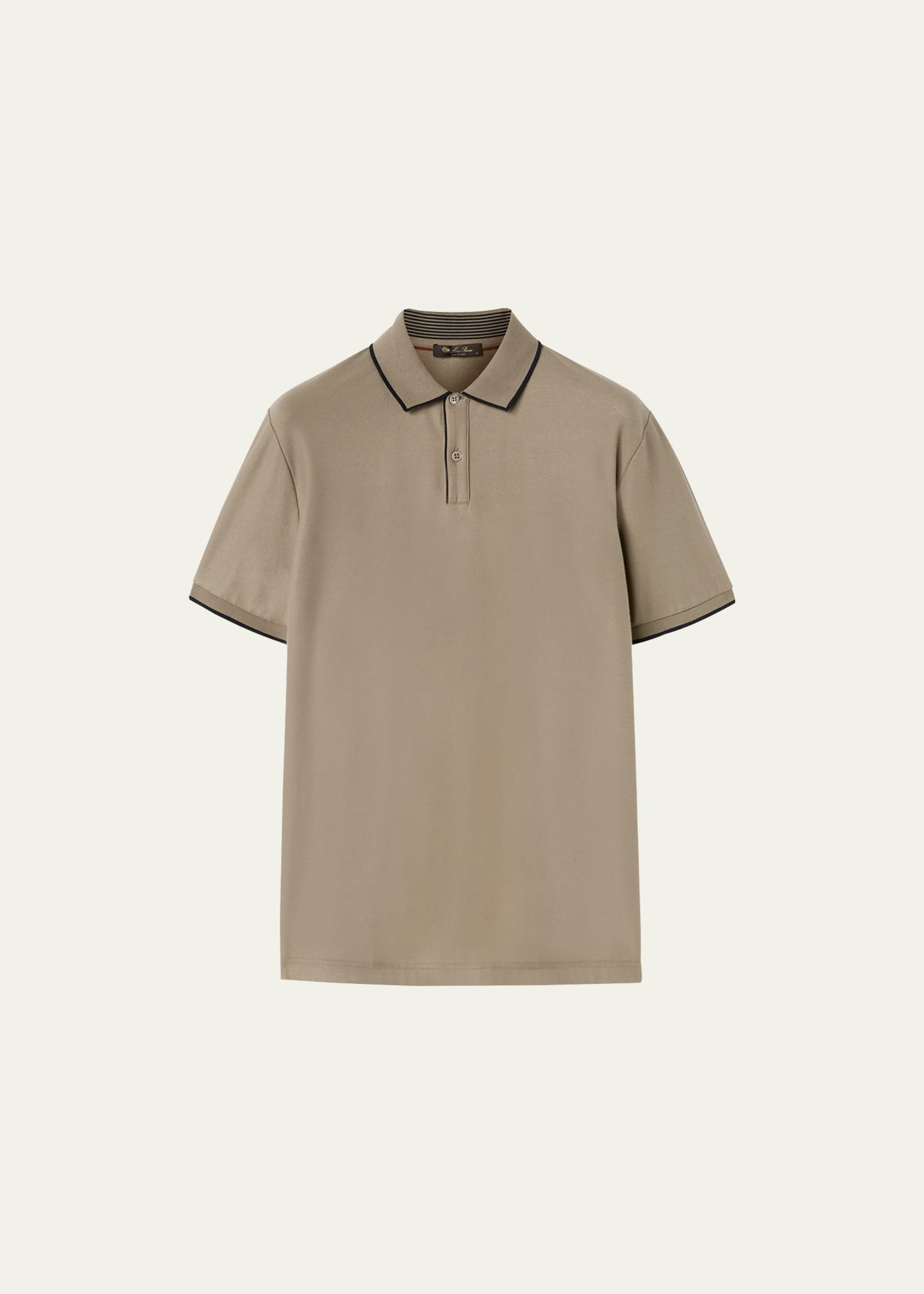 Loro Piana Men's Brentwood Tipped Jersey Pique Polo Shirt In Almond Cookies
