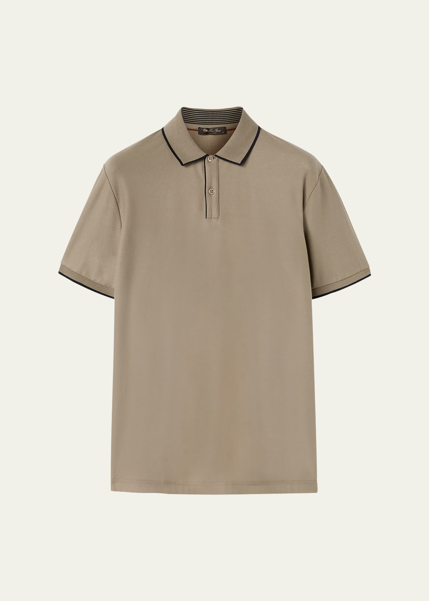 Loro Piana Men's Brentwood Tipped Jersey Pique Polo Shirt In Almond Cookies