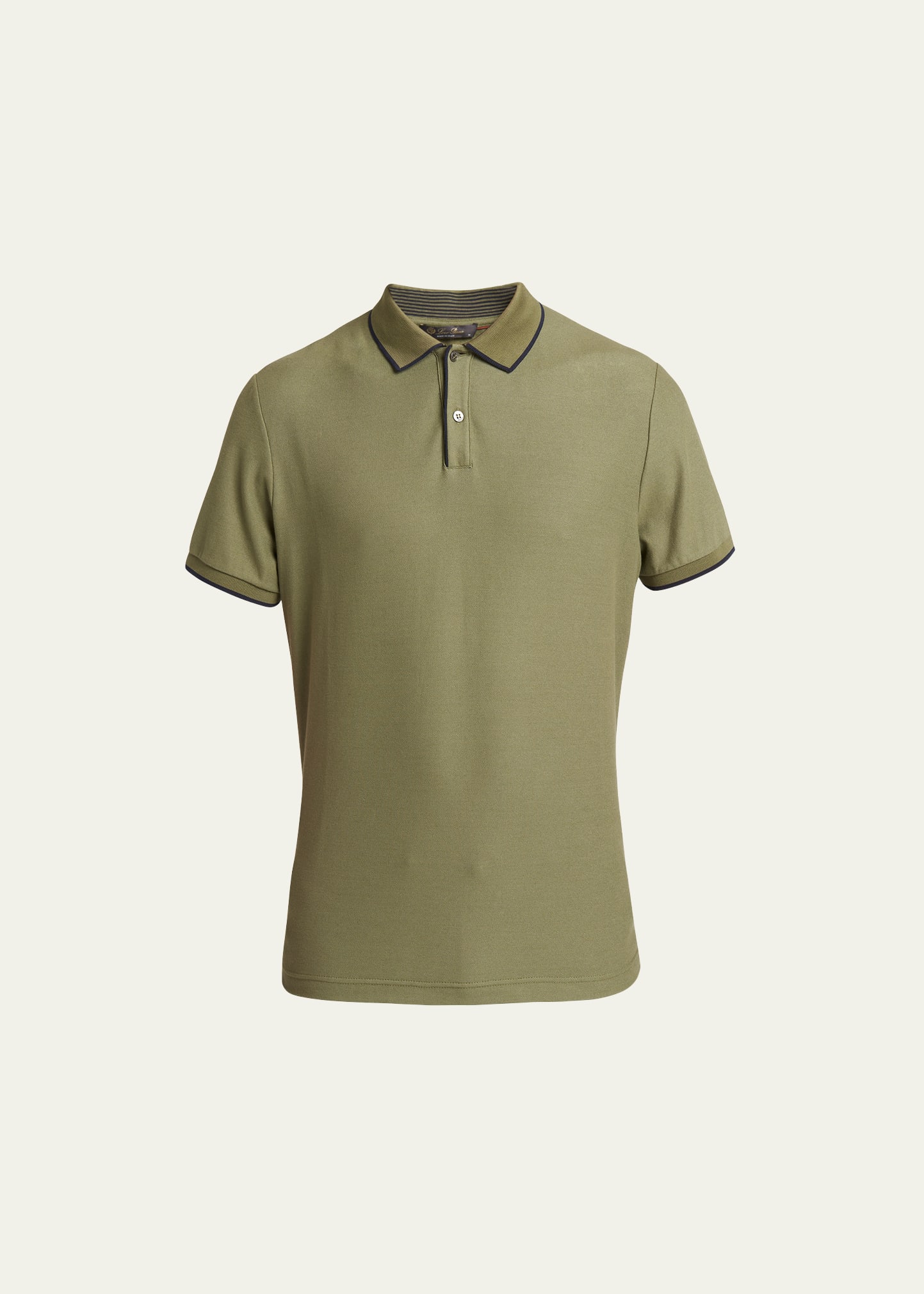 Loro Piana Men's Brentwood Tipped Jersey Pique Polo Shirt In Sagano Forest