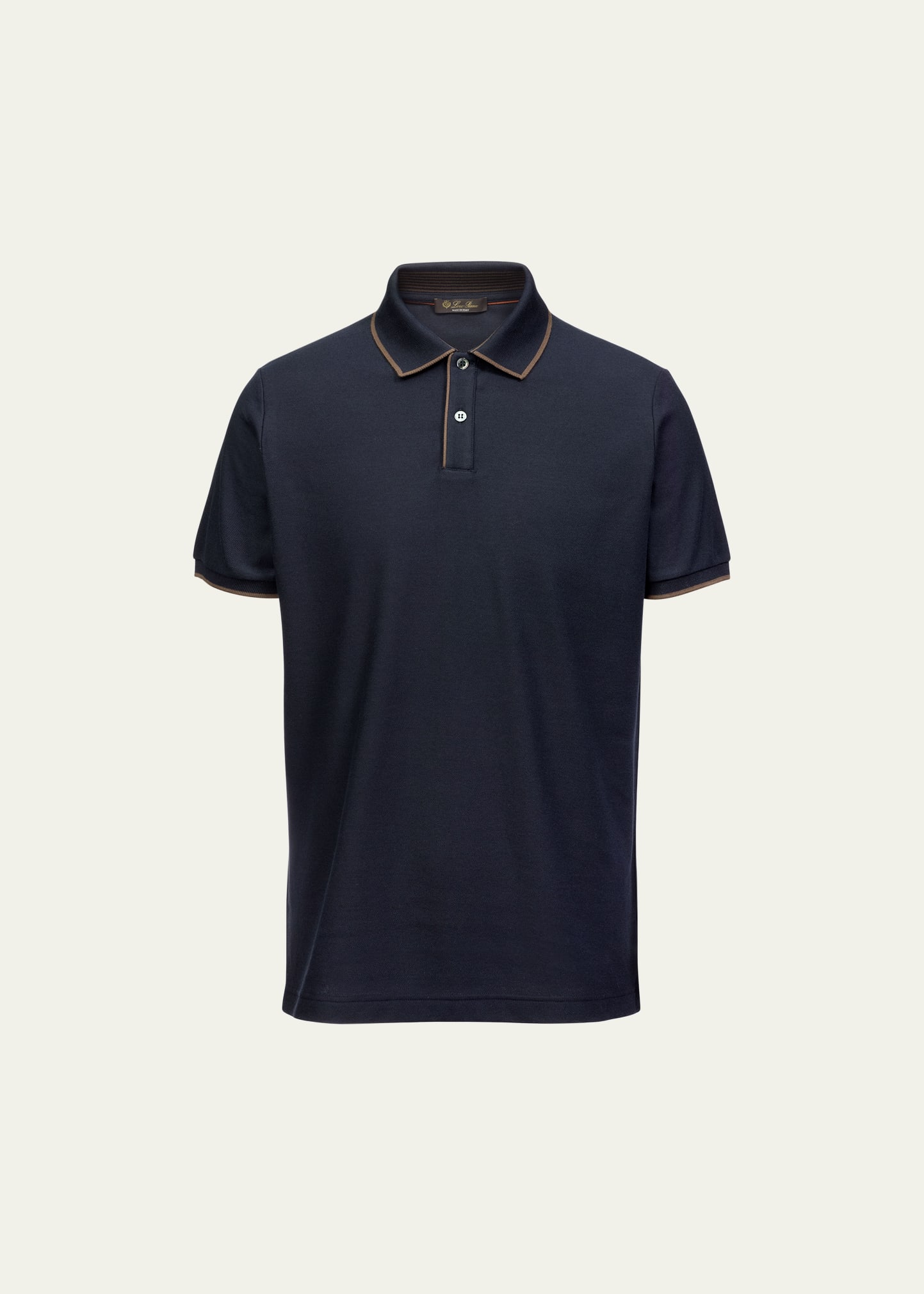 Loro Piana Men's Brentwood Tipped Jersey Pique Polo Shirt In Navy