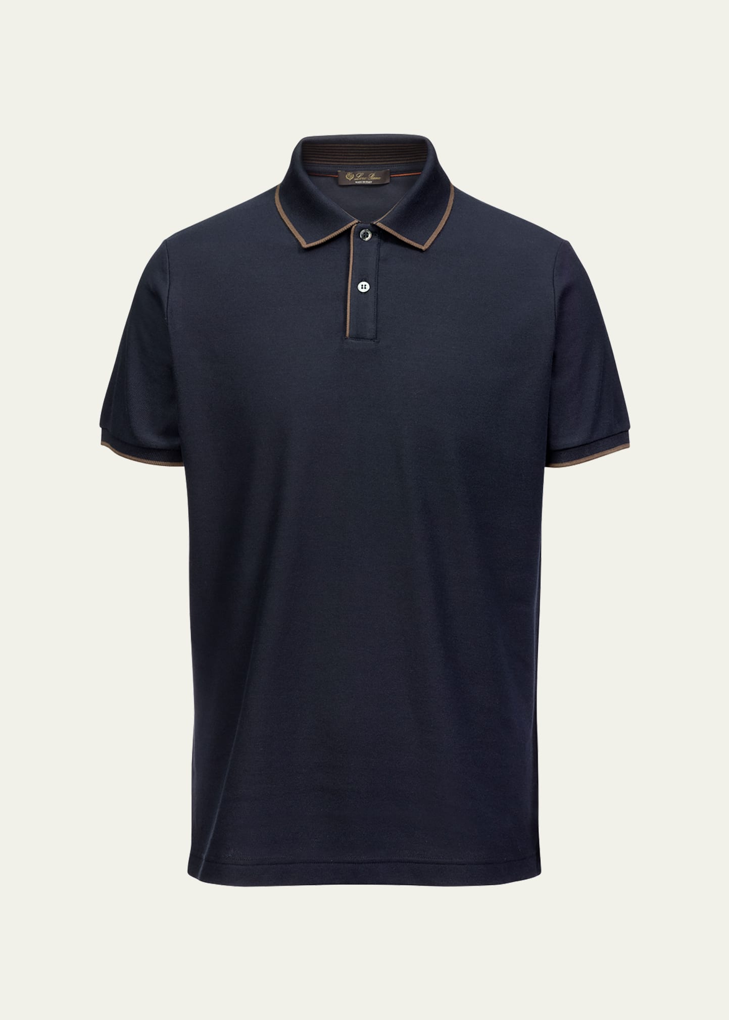 Loro Piana Men's Brentwood Tipped Jersey Pique Polo Shirt In Navy