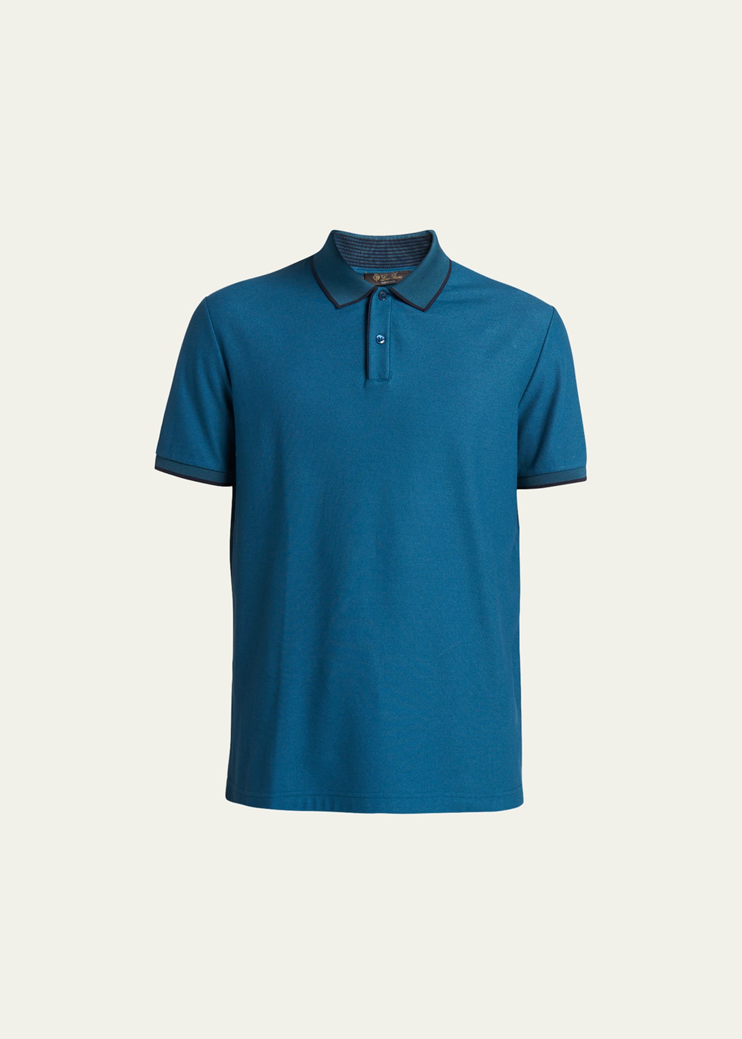 Loro Piana Men's Brentwood Tipped Jersey Pique Polo Shirt In Scanda Blue