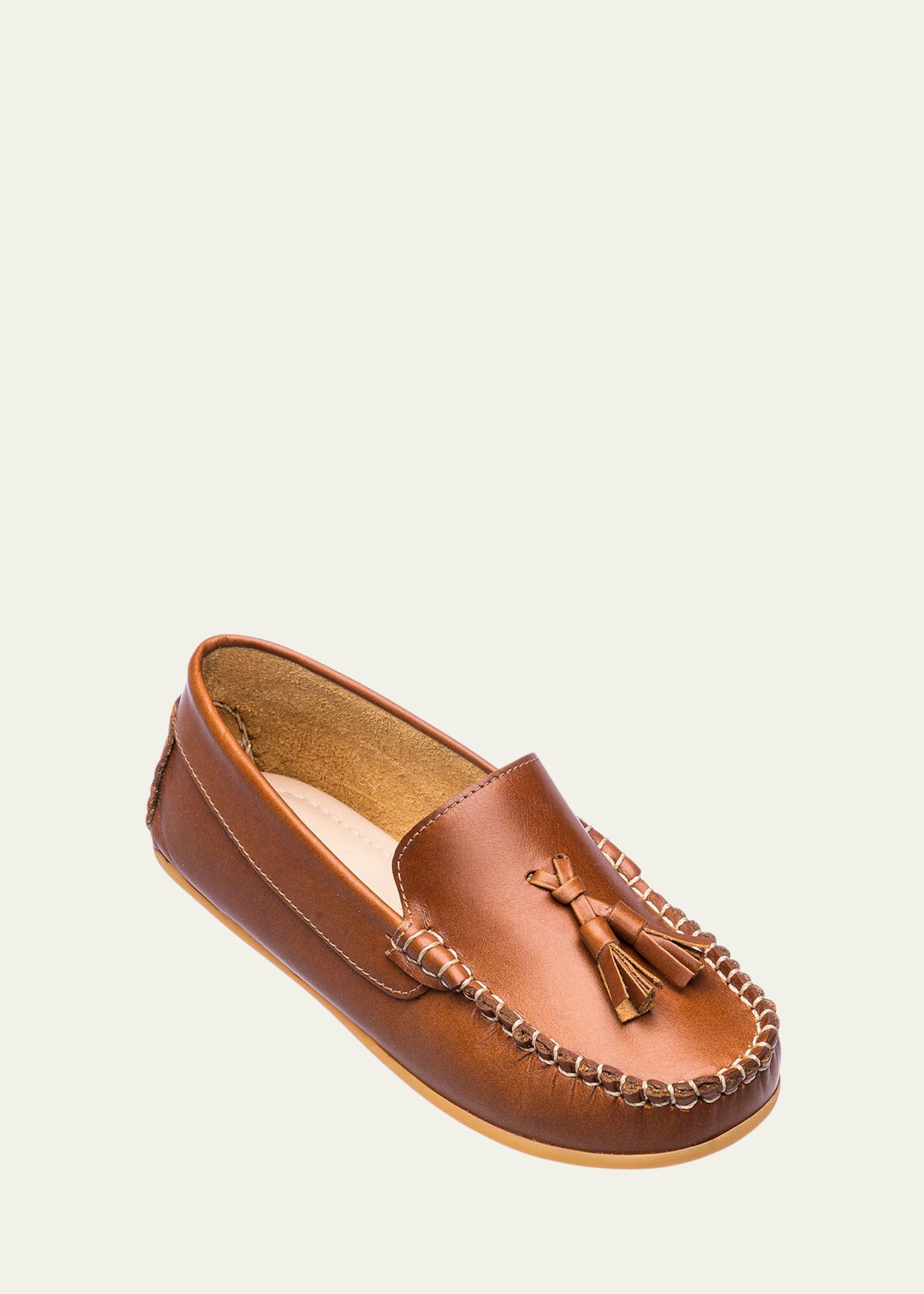 Elephantito Boy's Monaco Leather Loafers, Toddler/kids In Natural Tan