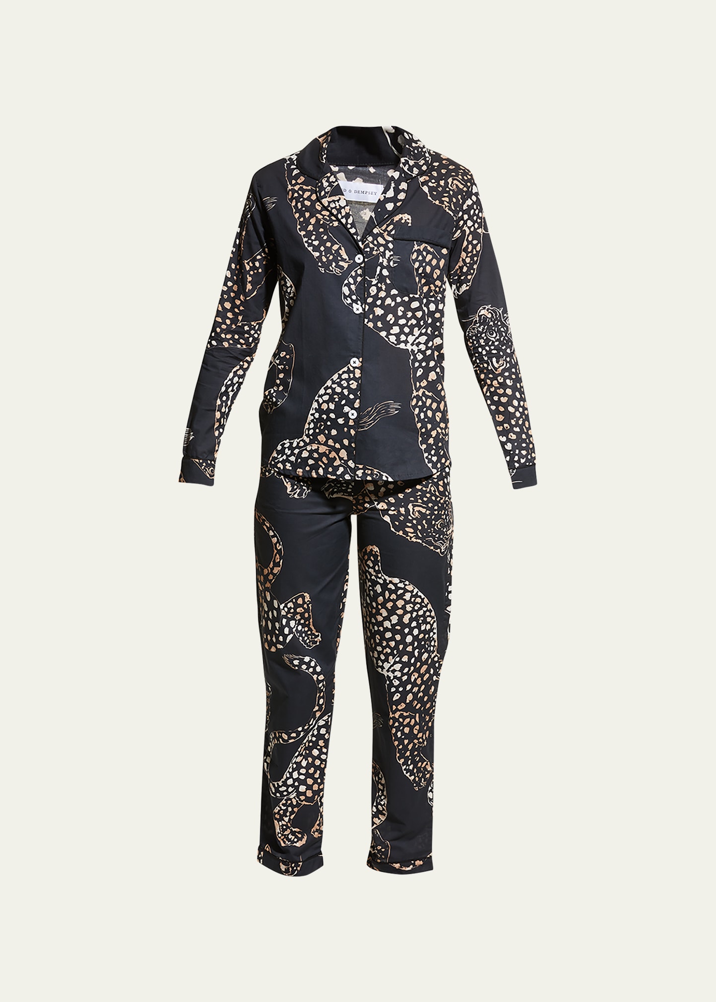 DESMOND & DEMPSEY Pocket Pajama Set In Night Bloom Print