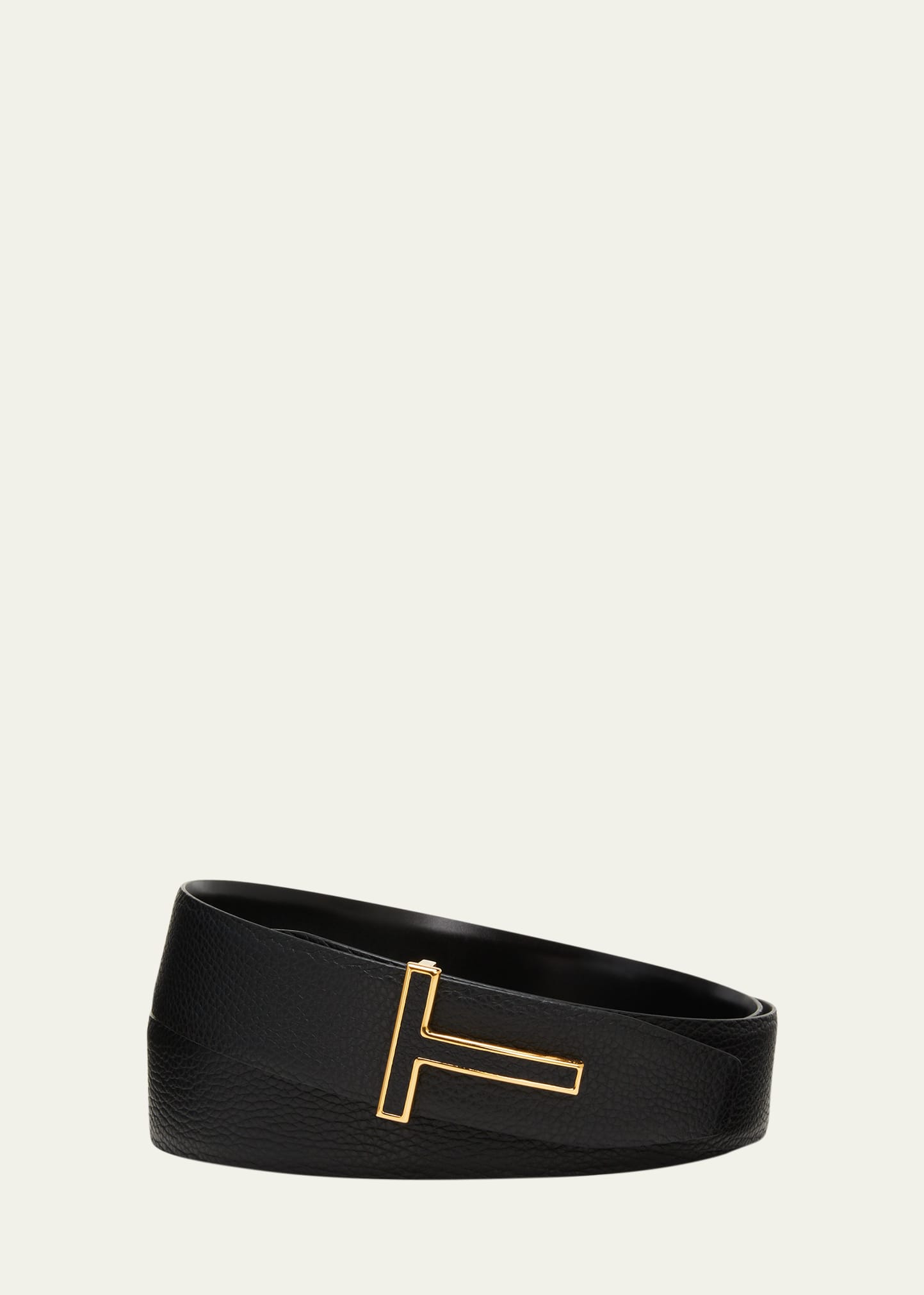 Men's Grained Leather T-Buckle Belt