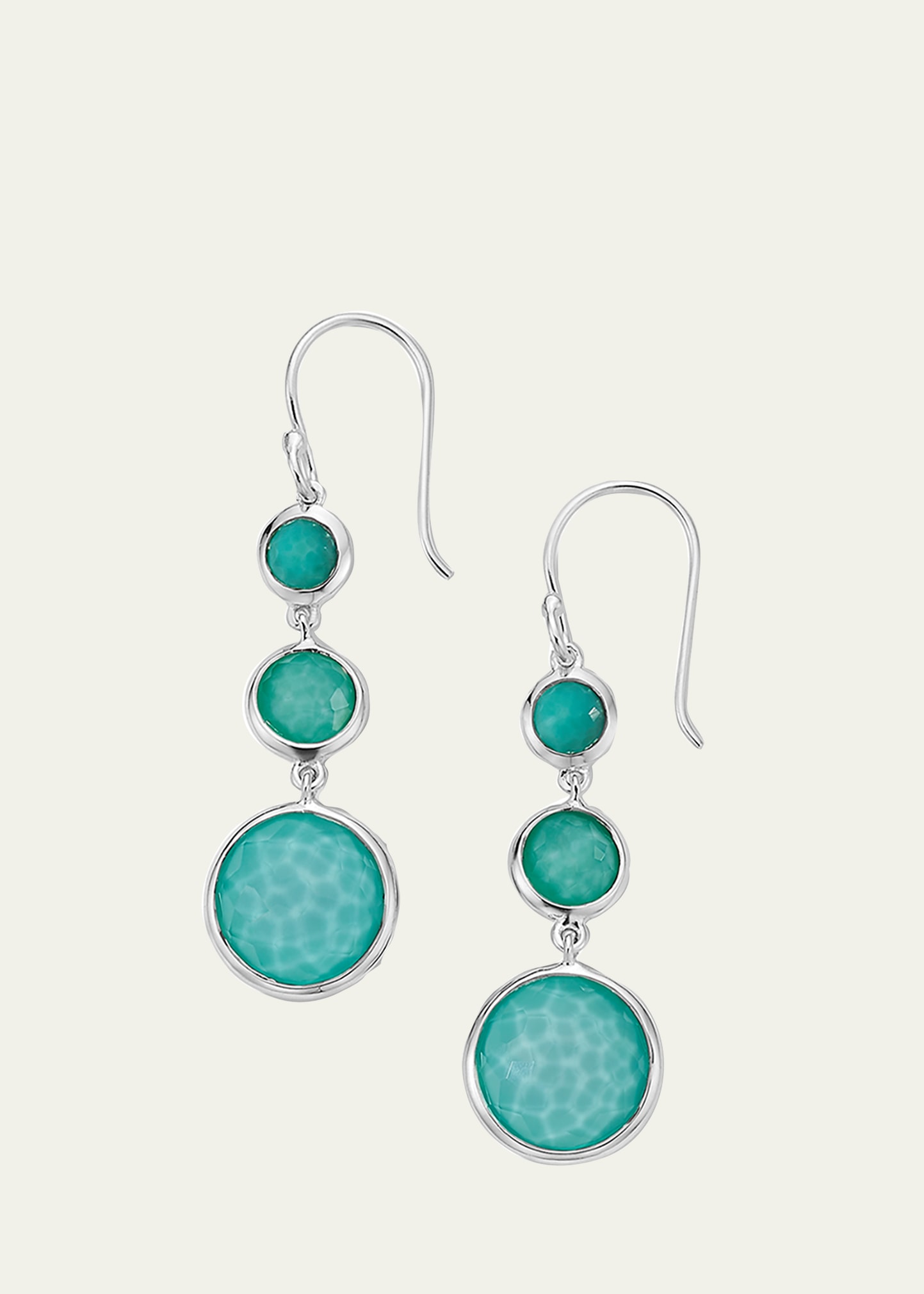 Shop Ippolita Lollitini 3-stone Drop Earrings In Sterling Silver In Turquoise