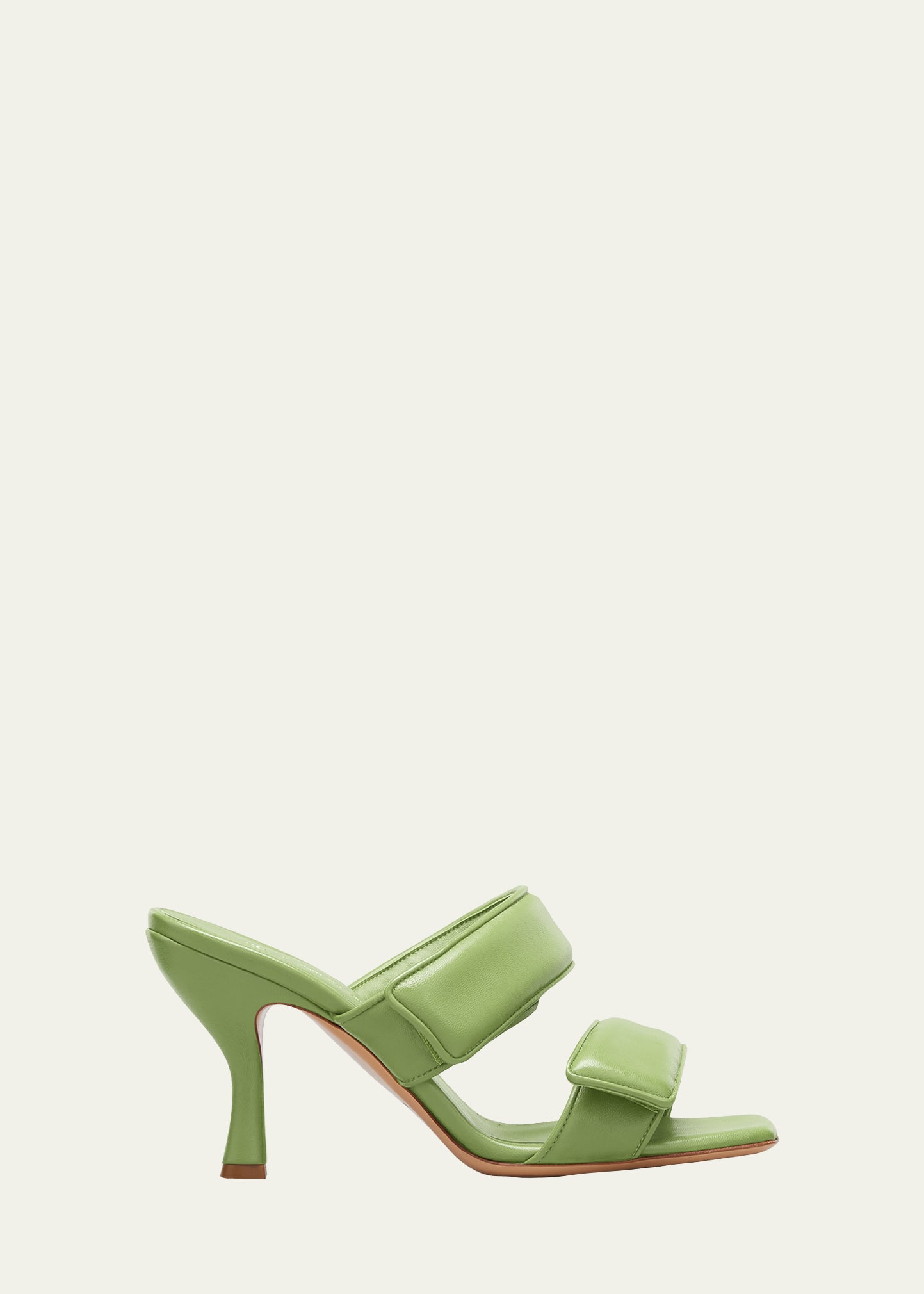Gia Borghini Perni Two-band Puffy Slide High-heel Sandals In Acid Green