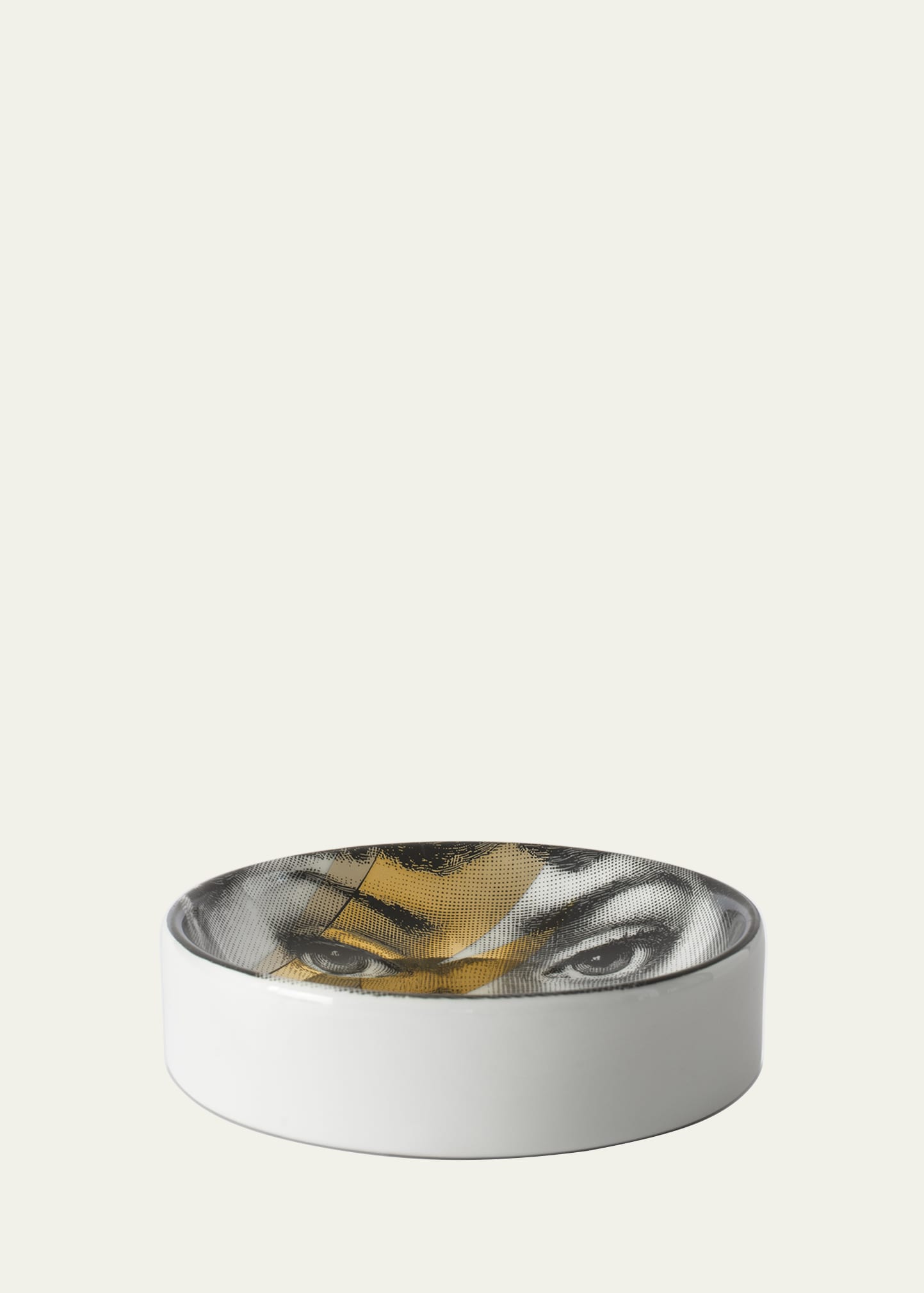 Fornasetti Round Ashtray Tema E Variazioni Lightning In Black/white