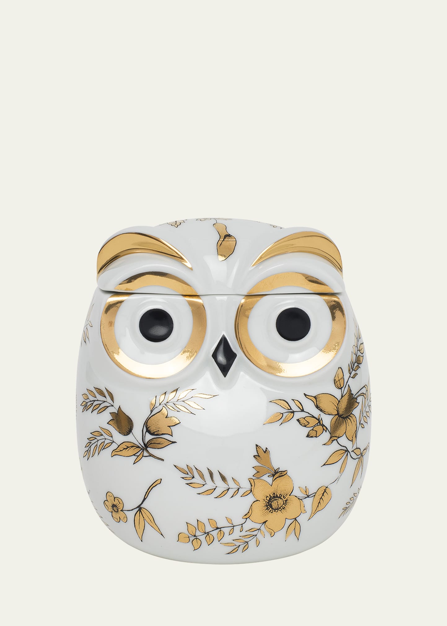Fornasetti Jar Civetta Fiorata Floral Owl In Black/gold