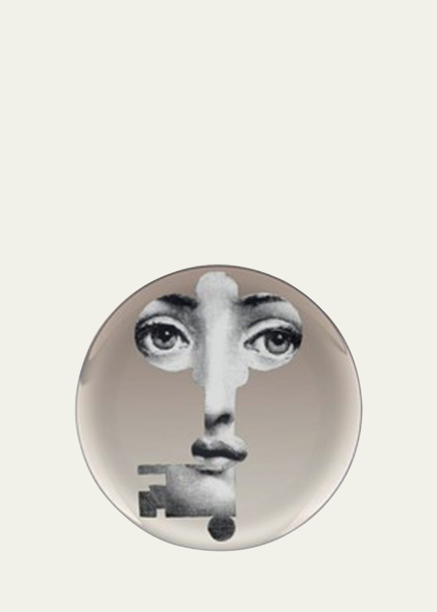 Fornasetti Tema E Variazioni N. 47 Face Inside Key Platinum Wall Plate In Black Pattern