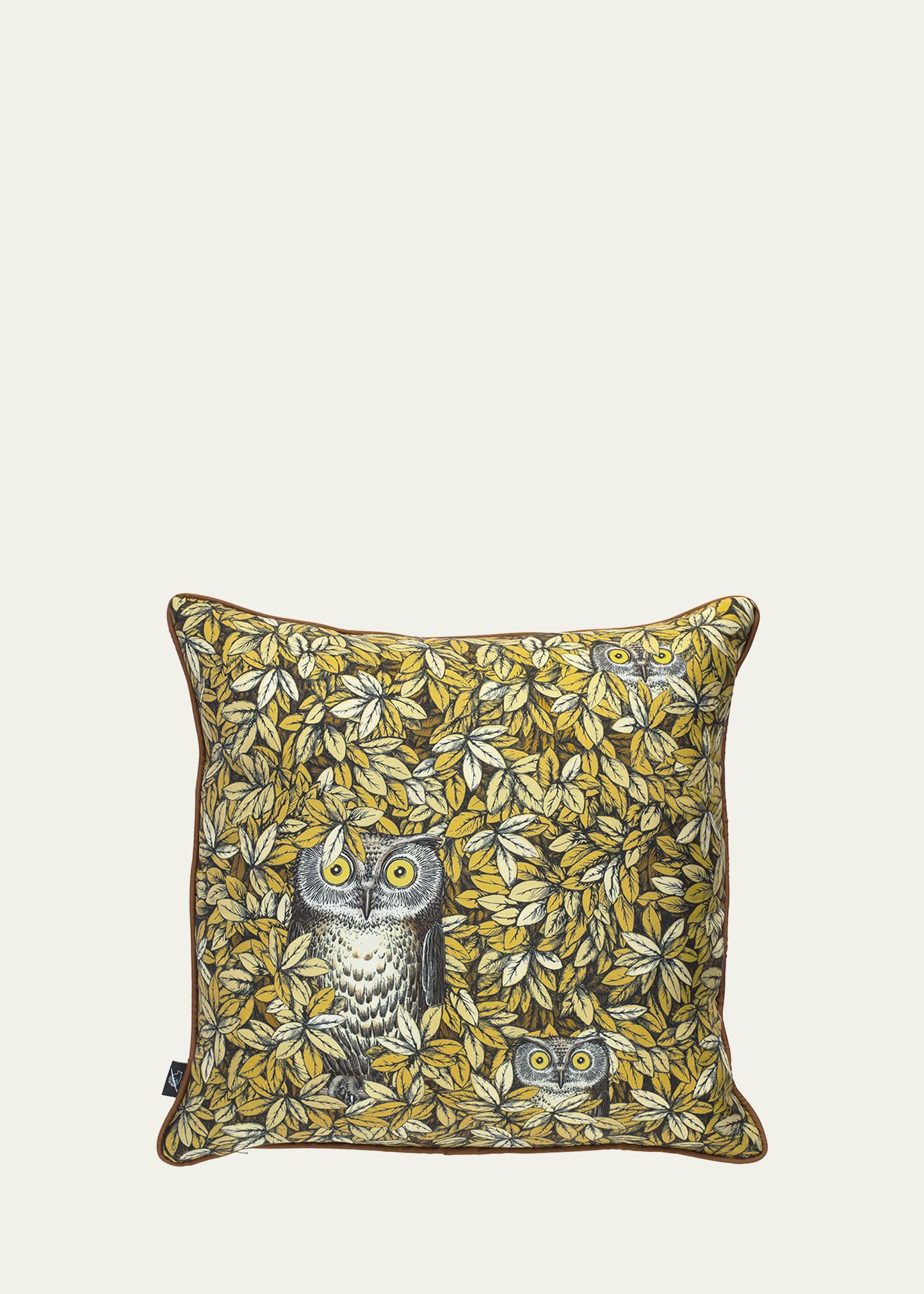 Fornasetti Silk Cushion Civette Owls In Flowers In Multi