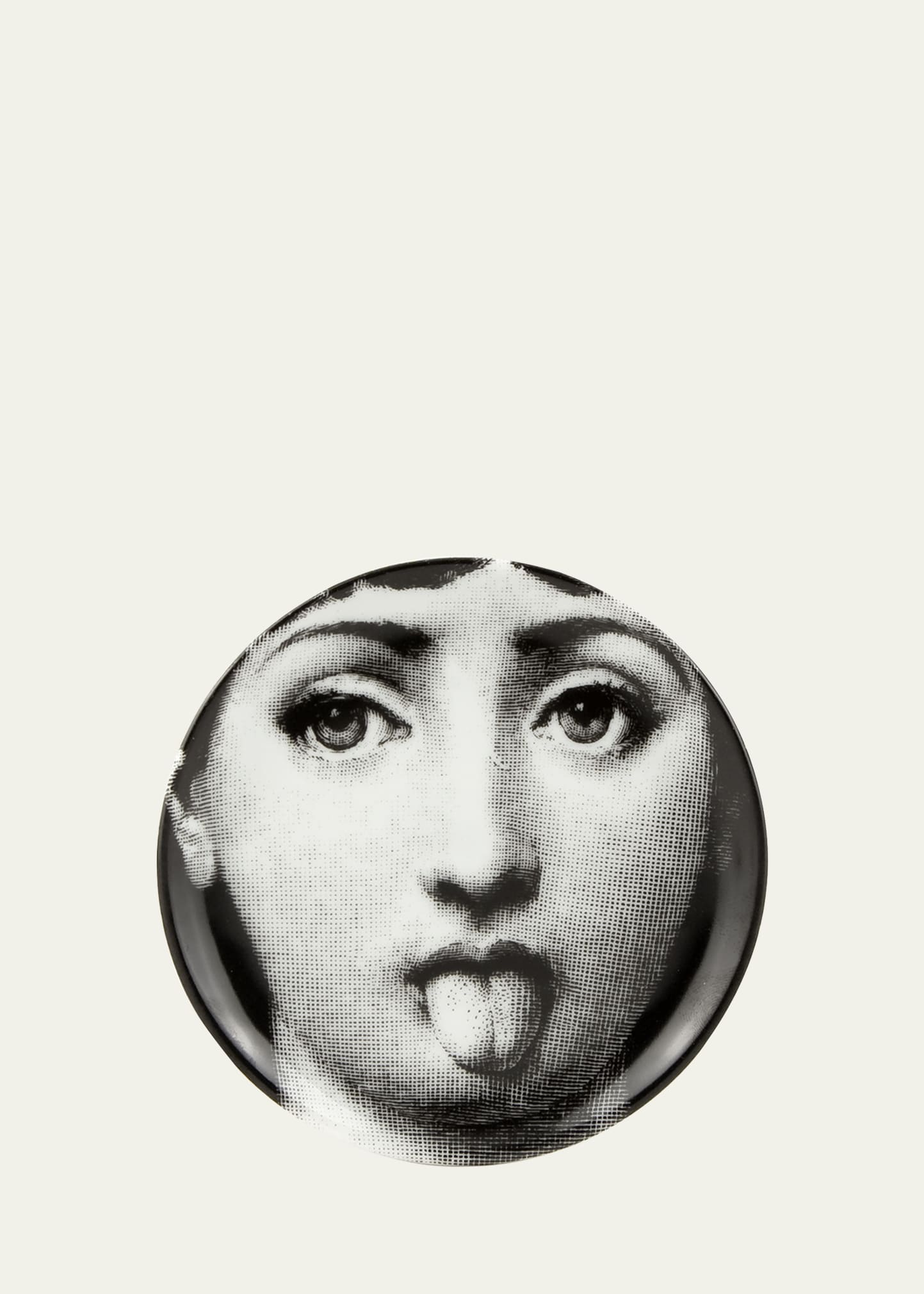 Fornasetti Porcelain Coaster In Black/white