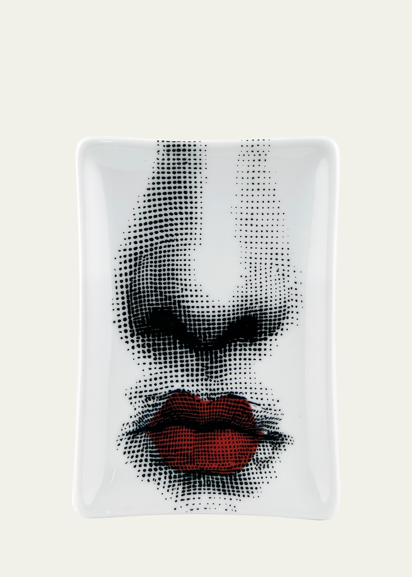 Fornasetti Rectangular Ashtray Bacio Puckered Red Lips In Multi