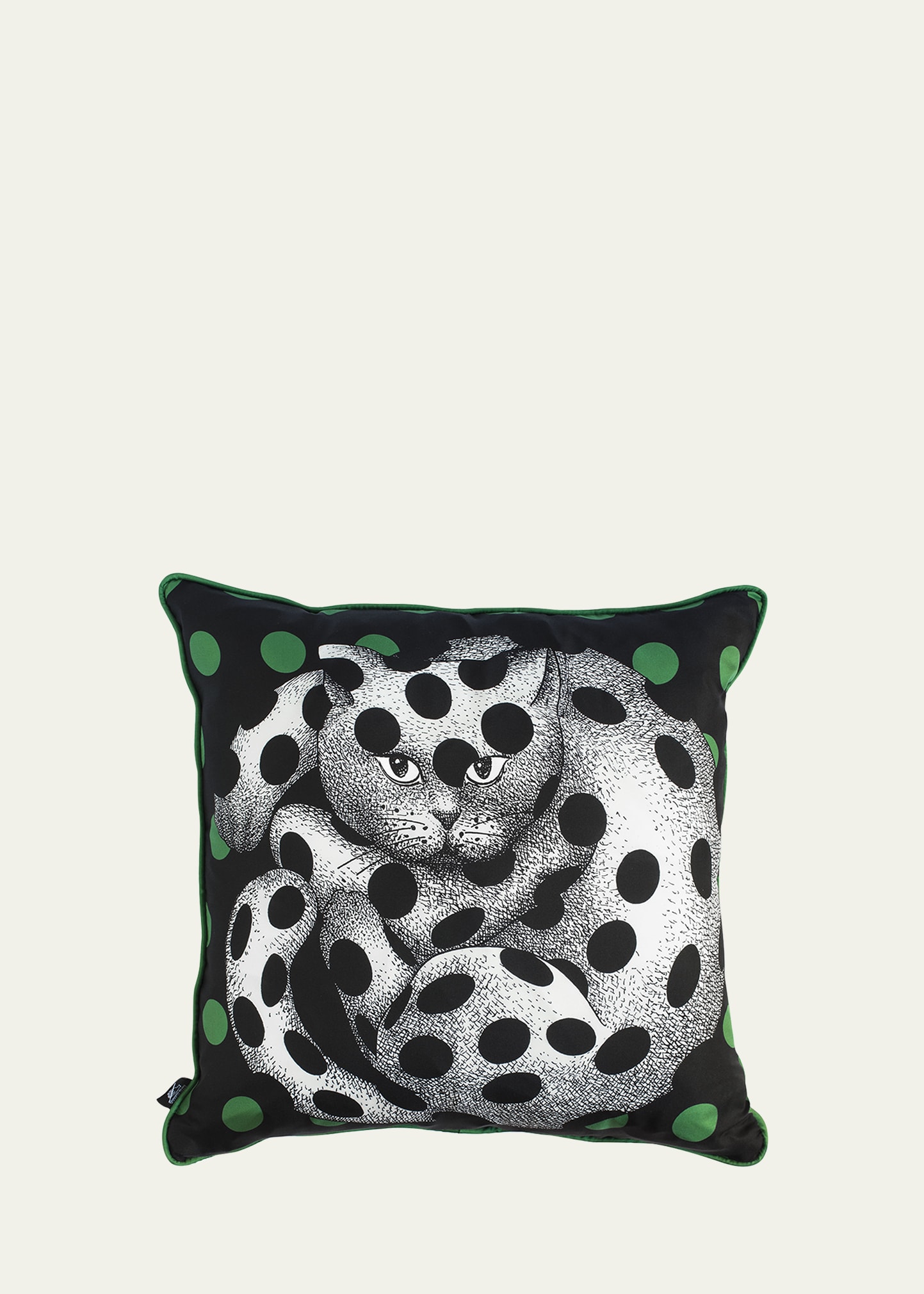 Shop Fornasetti Silk Cushion High Fidelity Spotted Cat In Multi